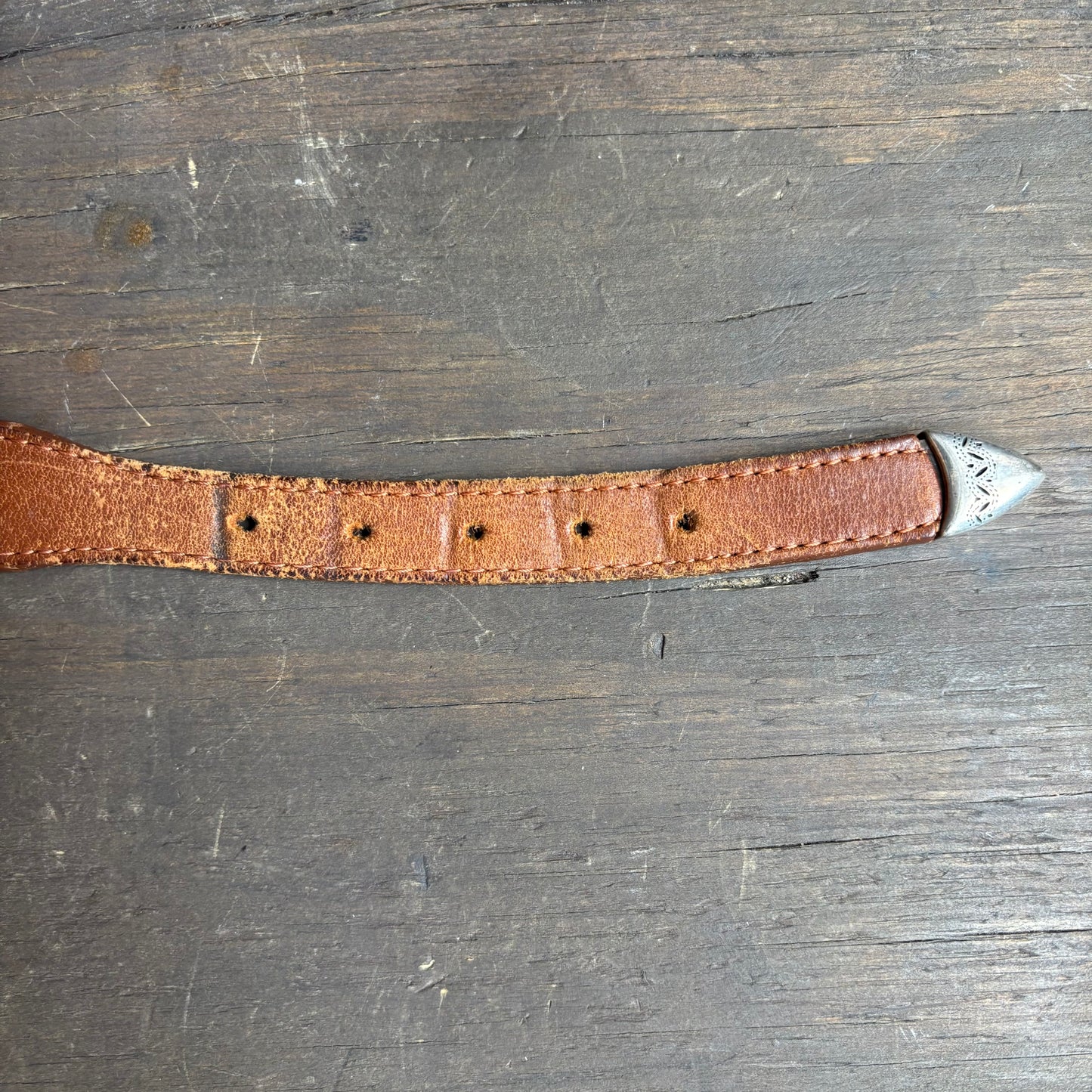 Tan Leather Belt with Conchos