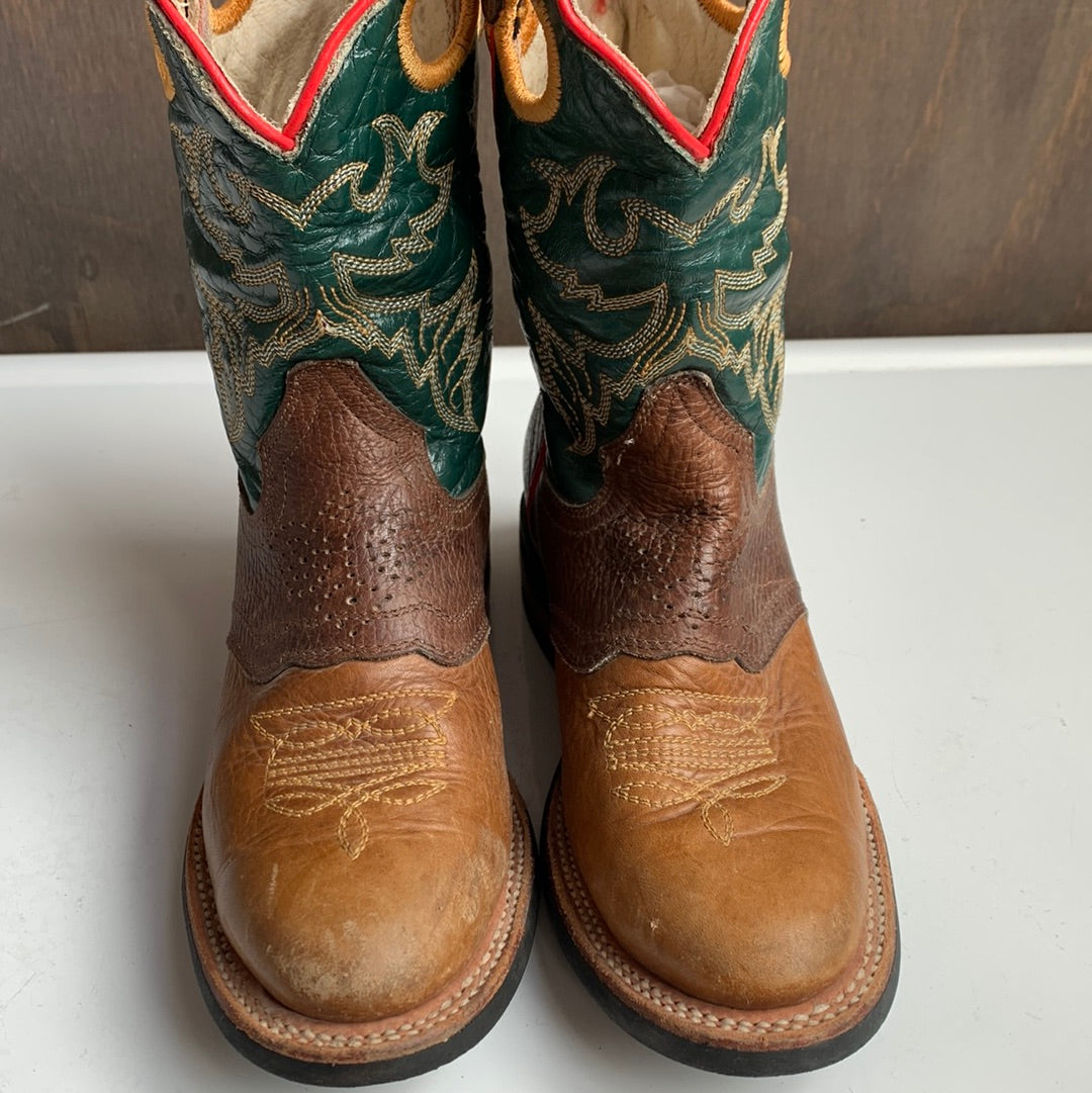 Vintage youth brown & green Western boots