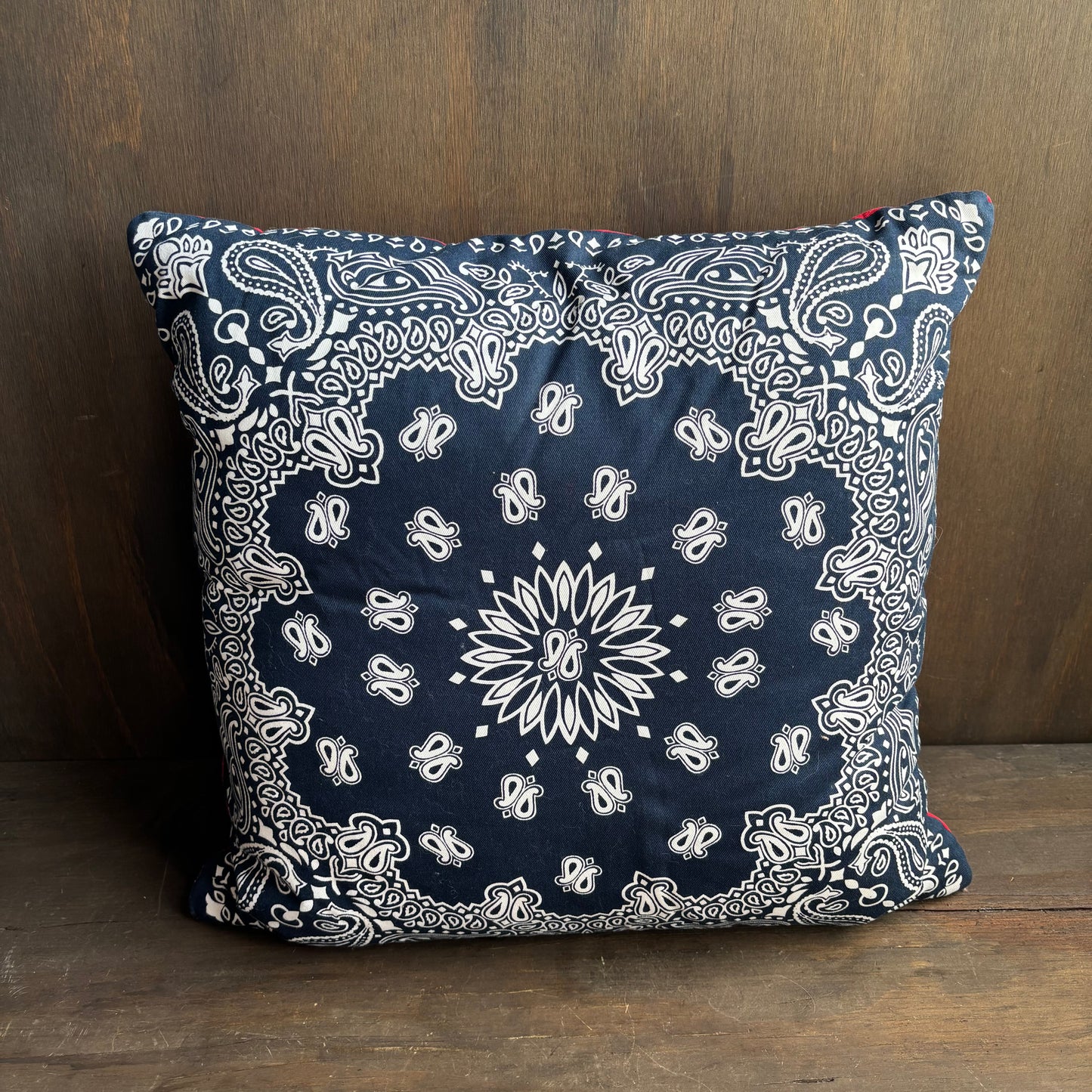 Blue and Red Paisley Throw Pillow