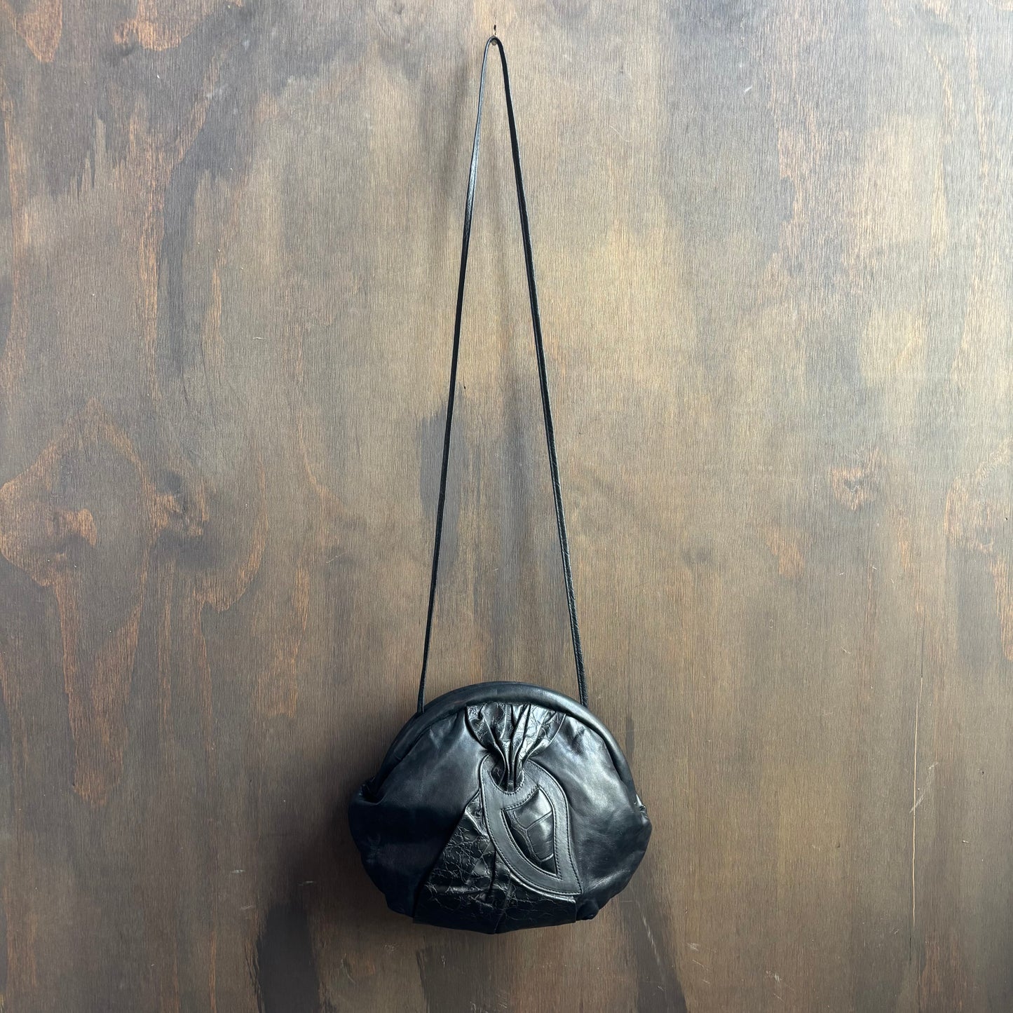 Black Leather Patchwork Purse