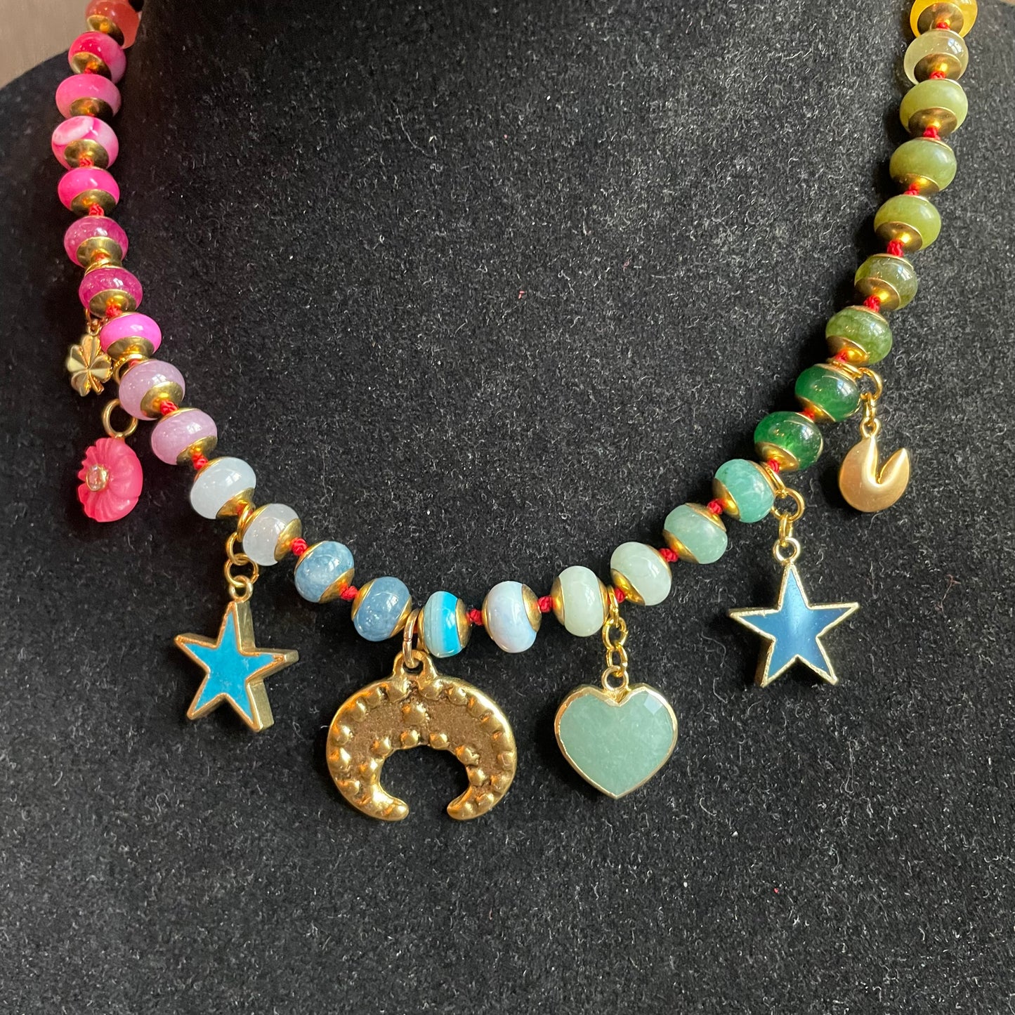 Ostrich moon moon charm necklace