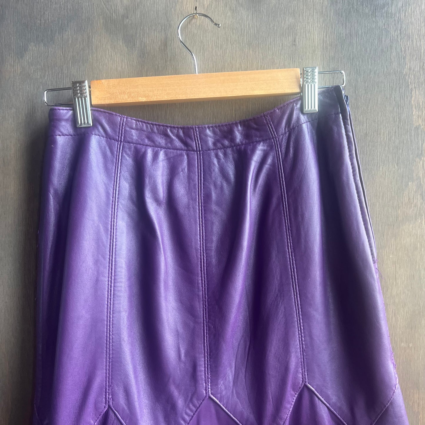 Bettina Purple Leather Pleated Skirt