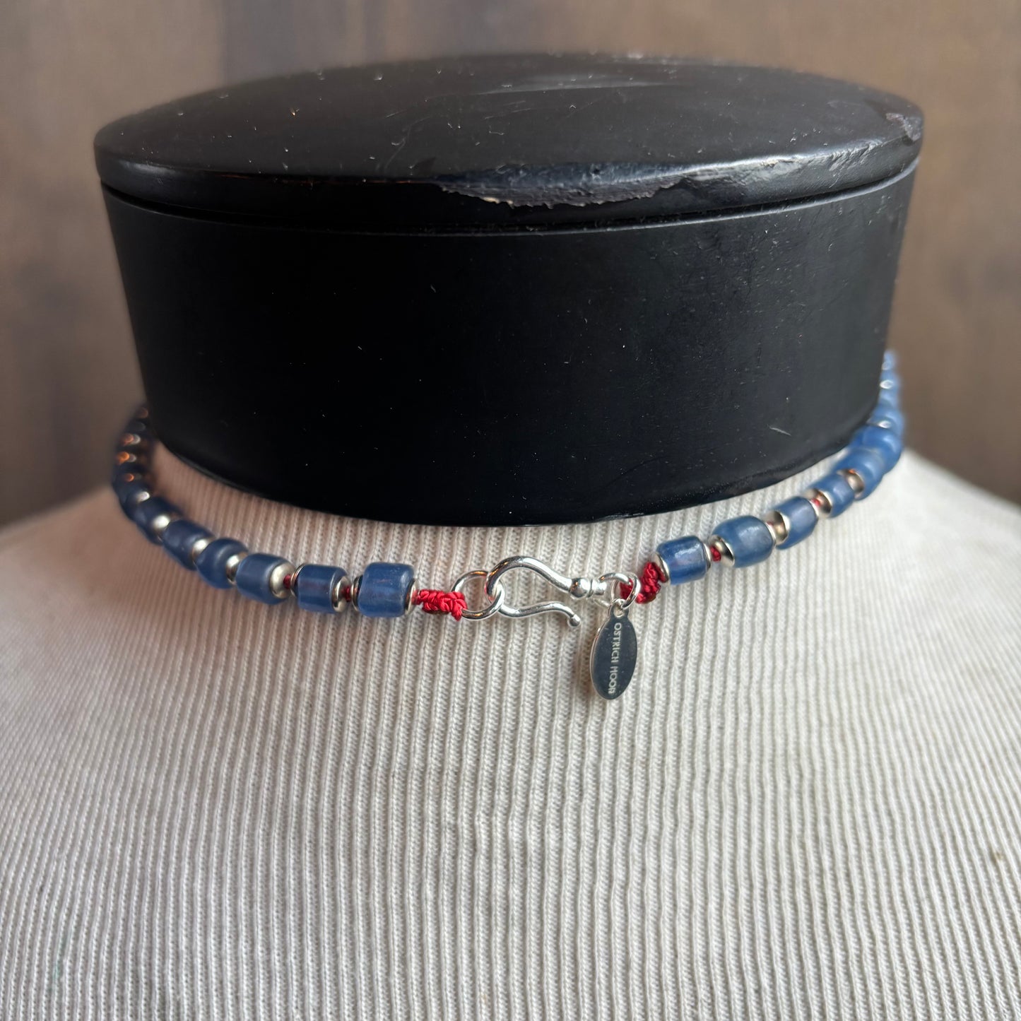 Ostrich Moon Silver Turquoise Poison Box Charm Necklace