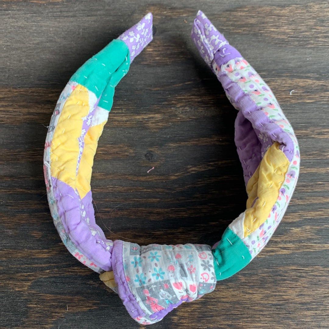 Vintage Purple & Green Quilt Headband