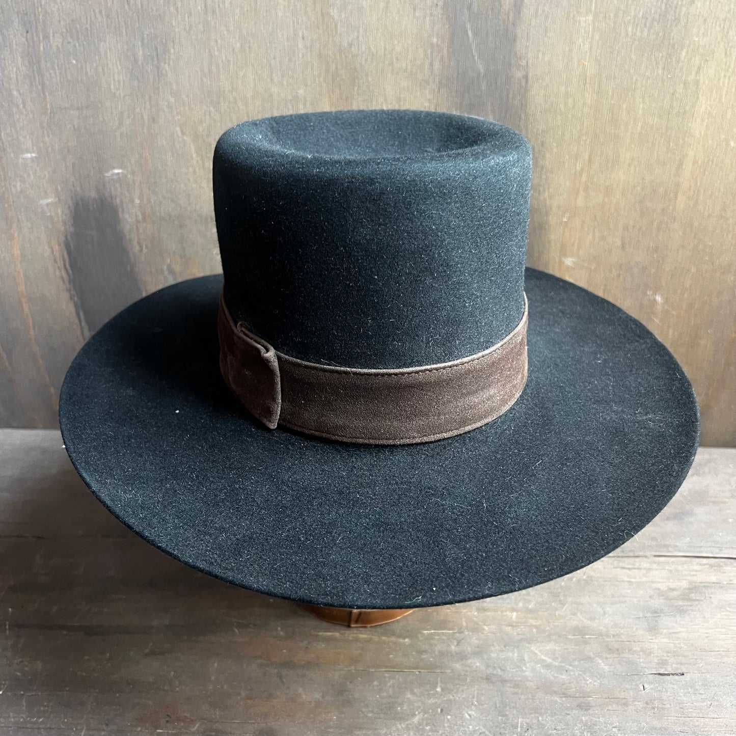 Black Stetson with Brown Ribbon Hat Band