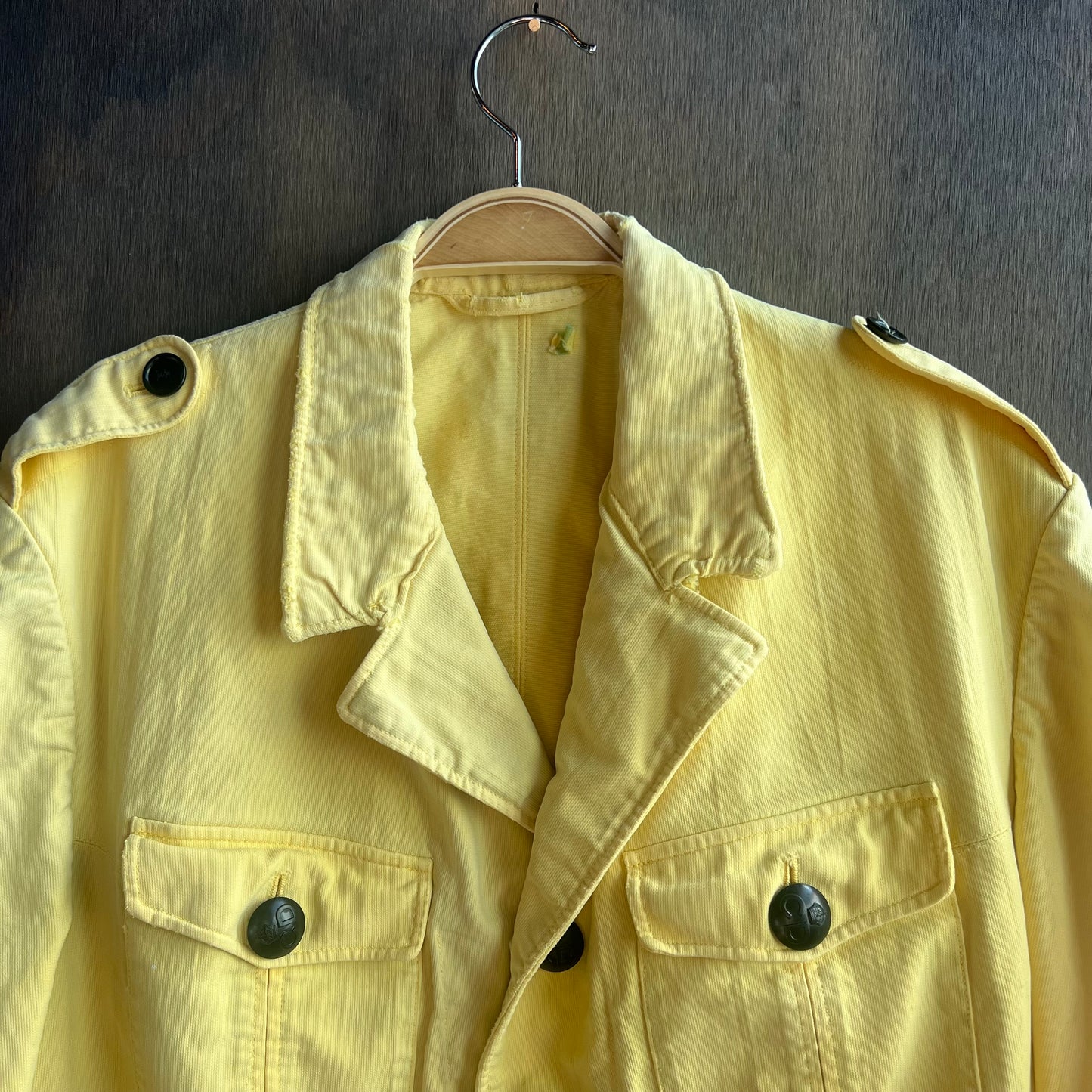 Vintage Yellow Military Jacket with Patches