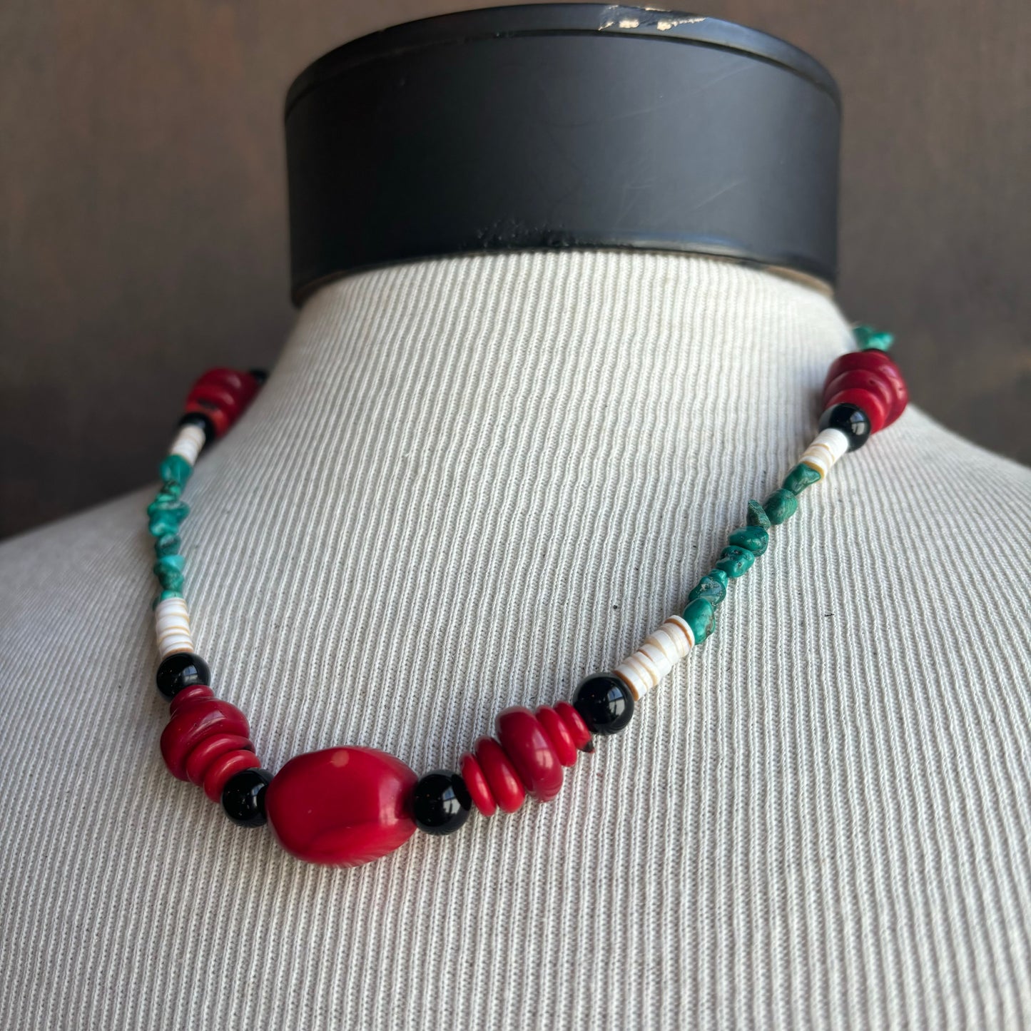 Red Coral and Turquoise Necklace