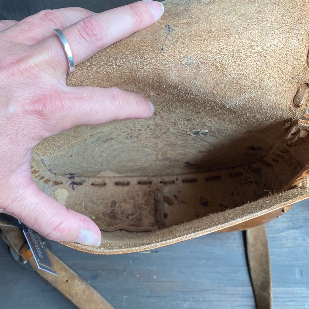 Vintage Tooled Leather Crossbody Bag