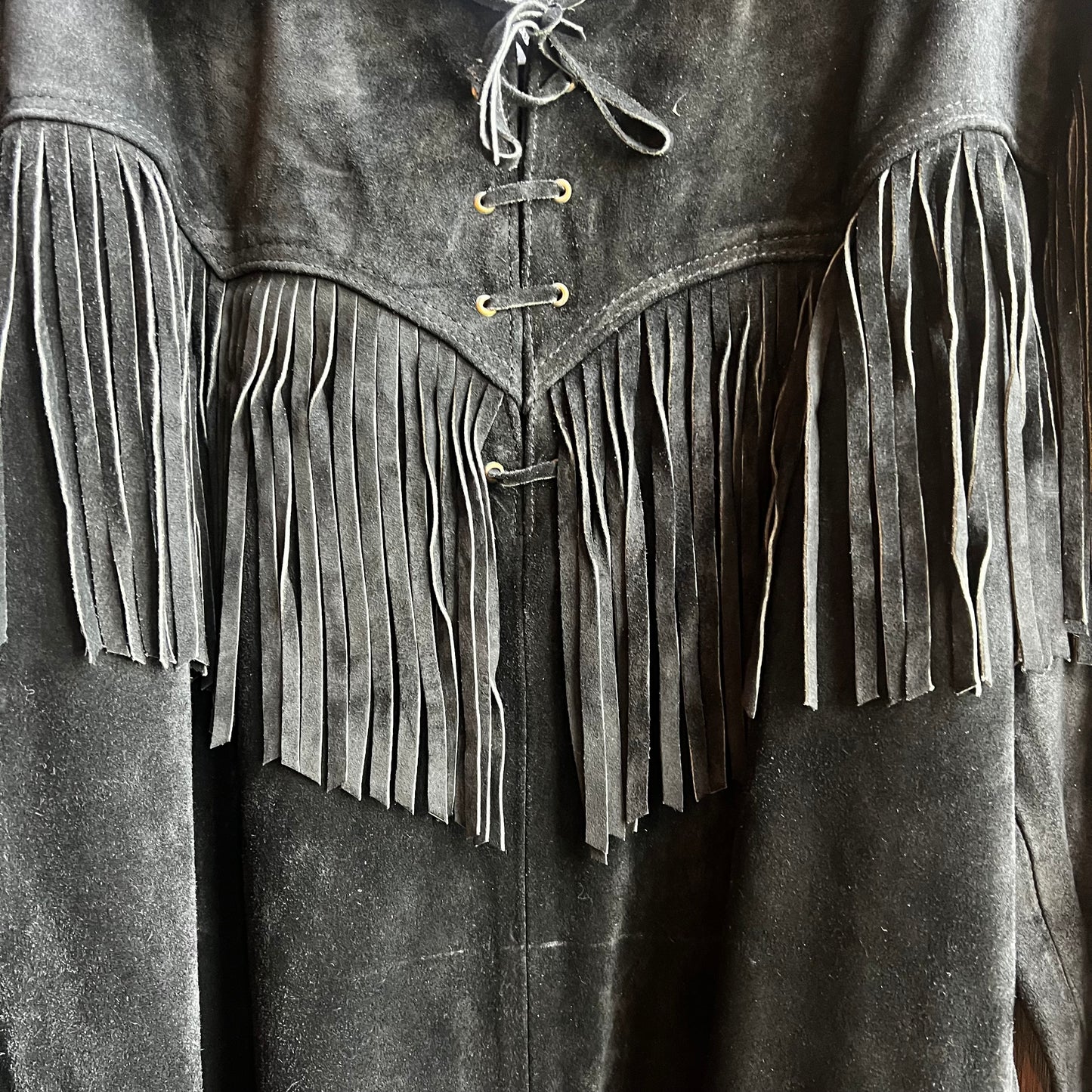 Leather City Black Fringe Coat