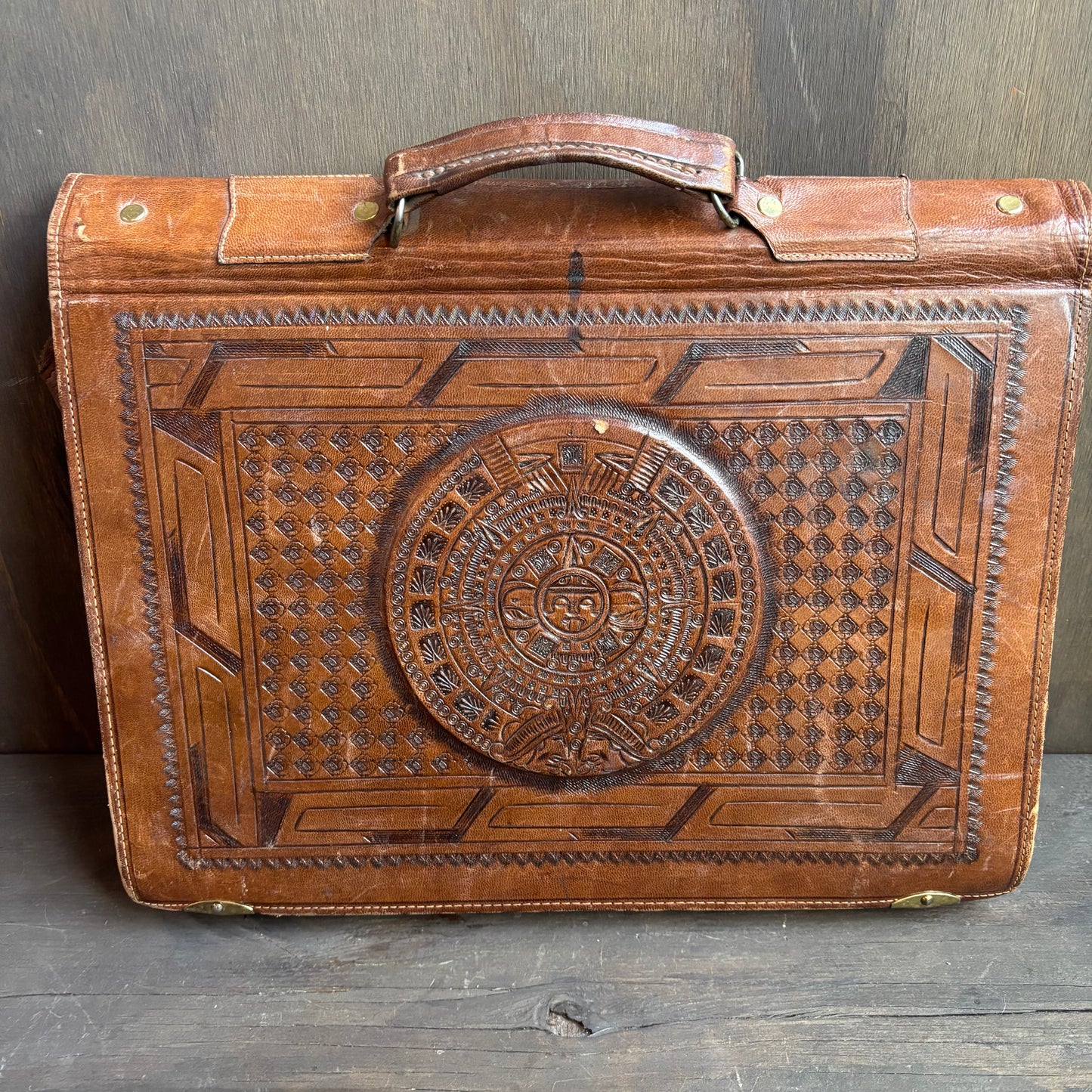 Vintage Tooled Leather Briefcase