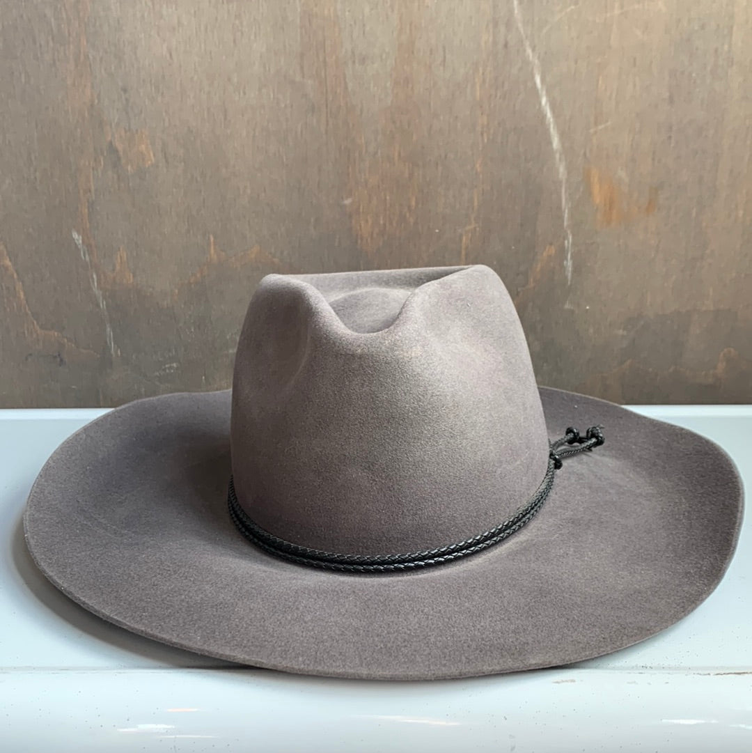 Biltmore grey cowboy hat with black braided leather band