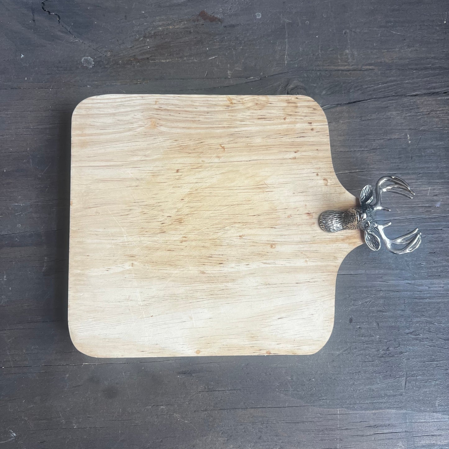 Wooden Cheese Board with Metal Deer Head