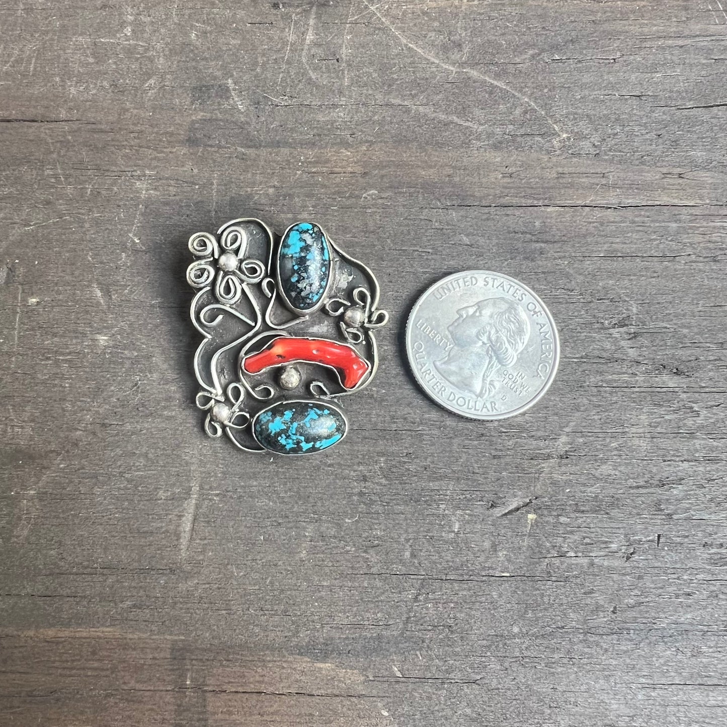 Vintage Silver Pin with Stones
