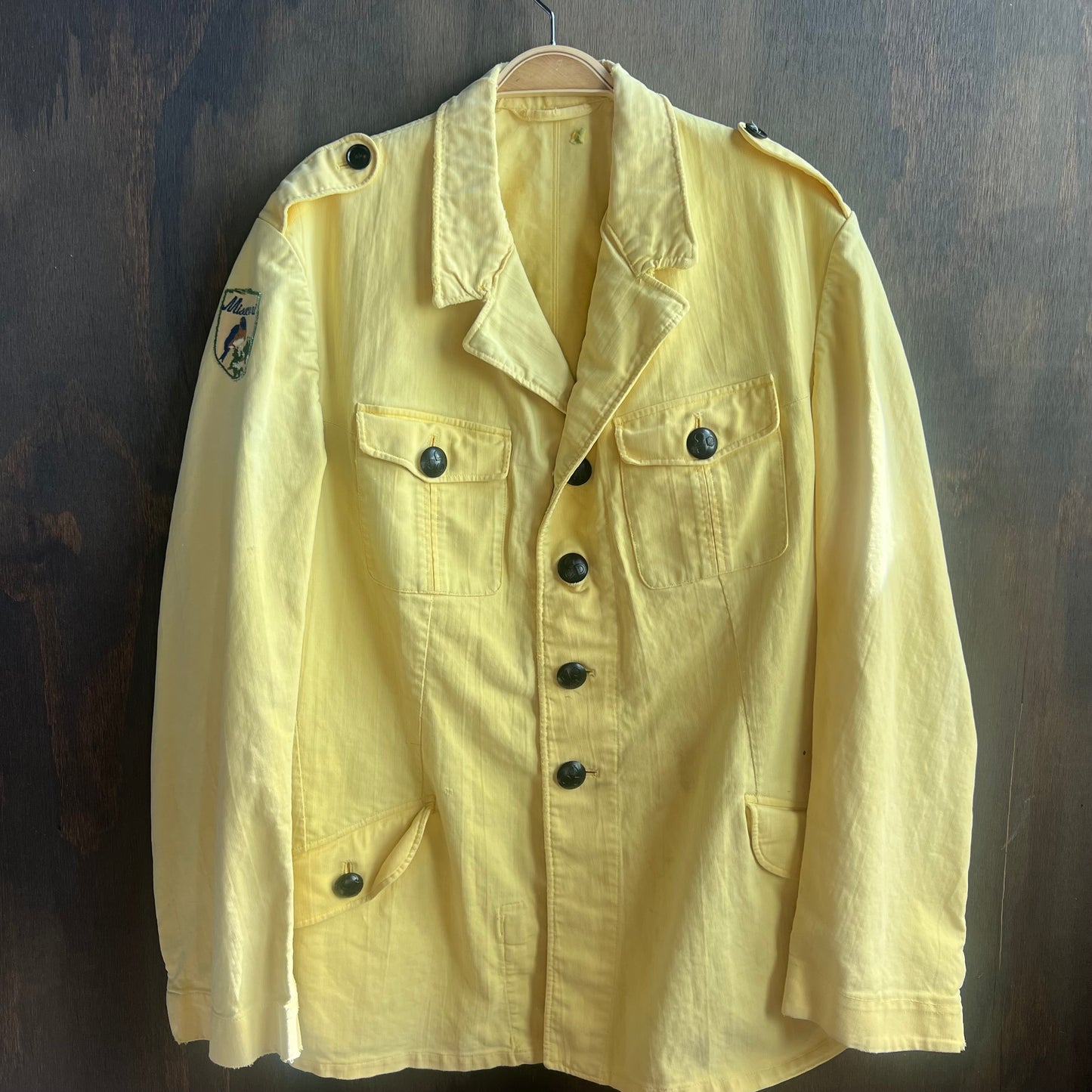 Vintage Yellow Military Jacket with Patches