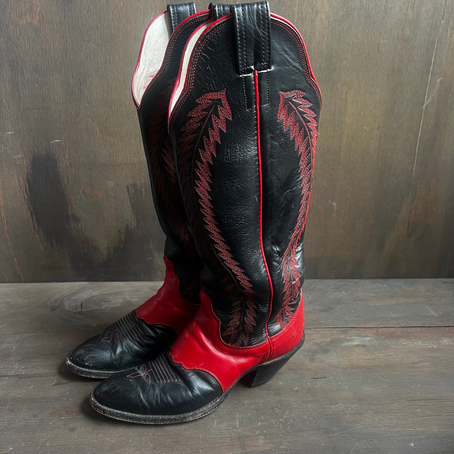 Olathe Red and Black Leather Boots