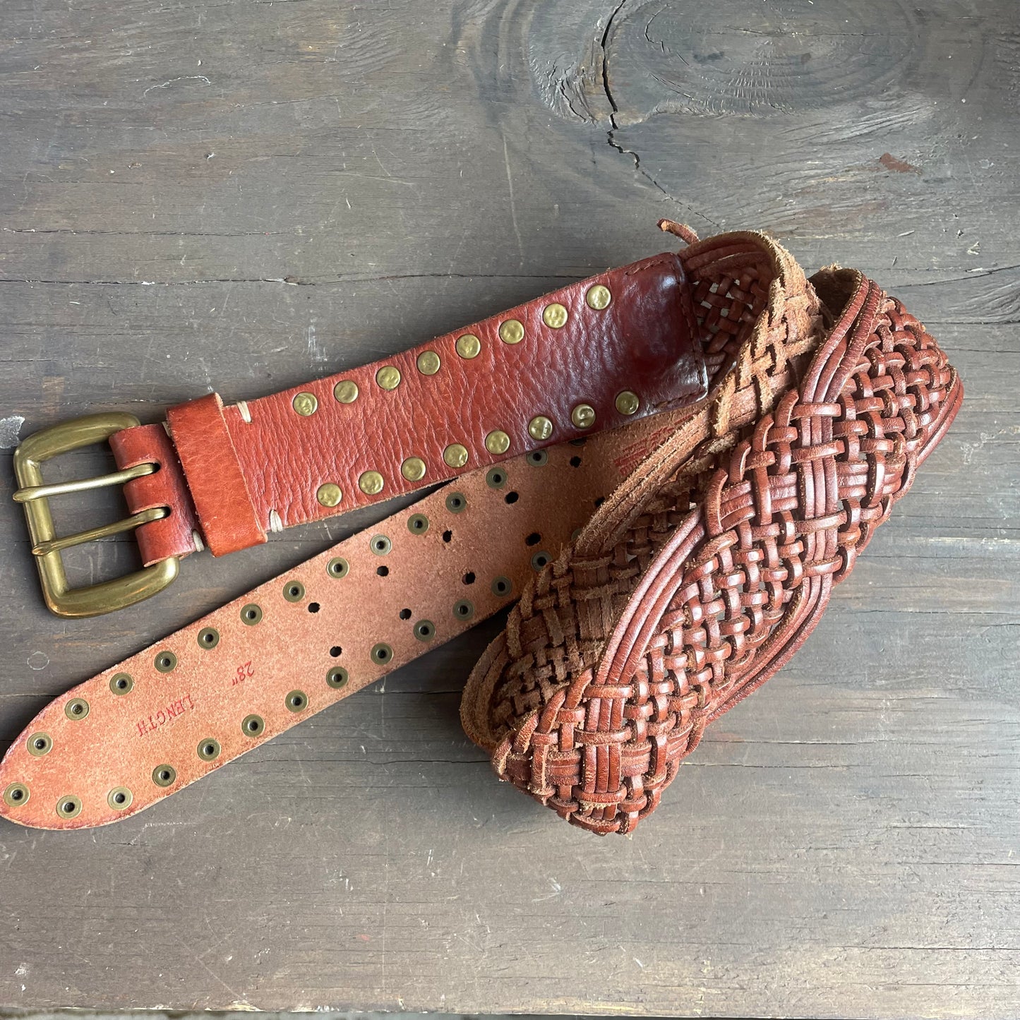 Leather braided belt