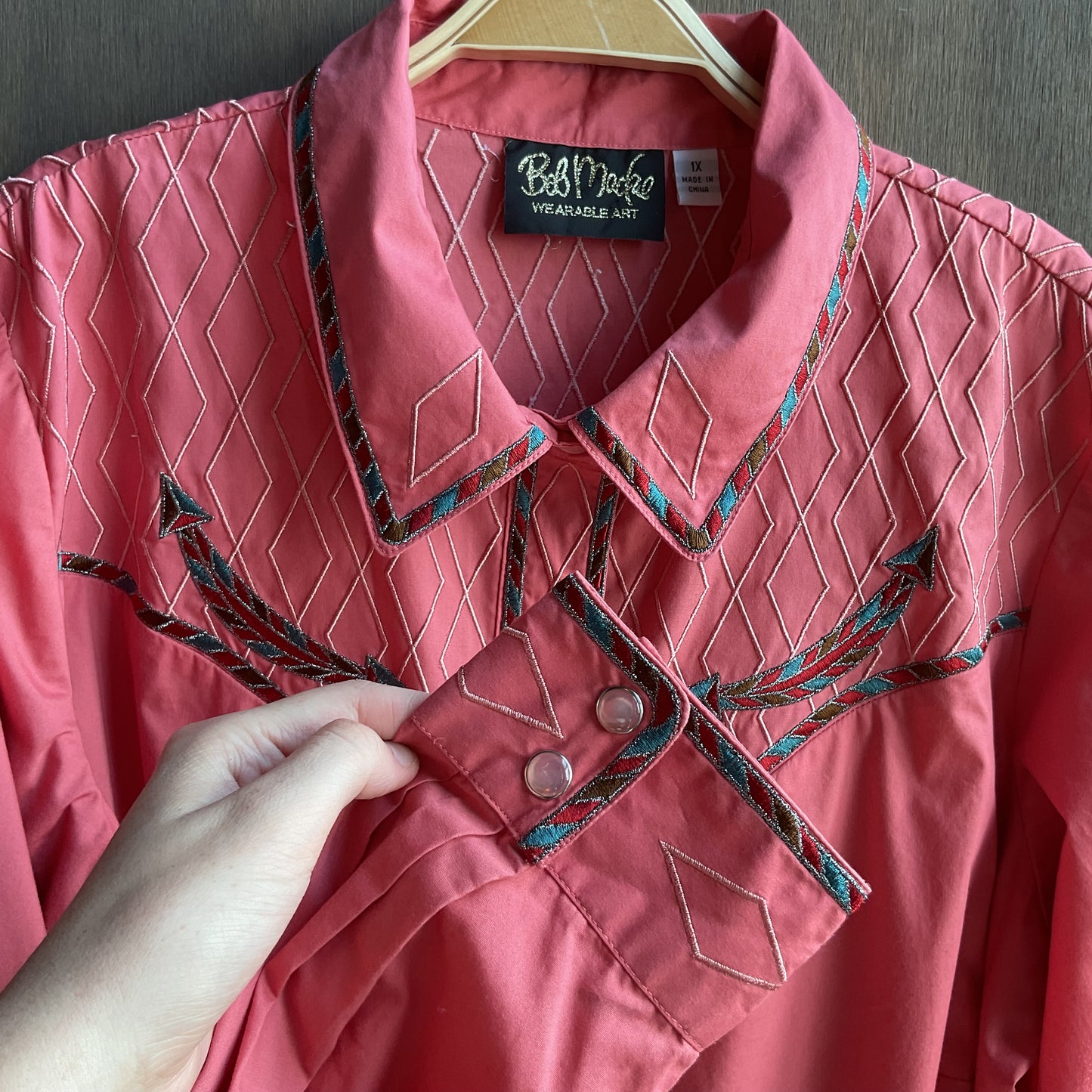 Bob Mackie Pink Pearlsnap