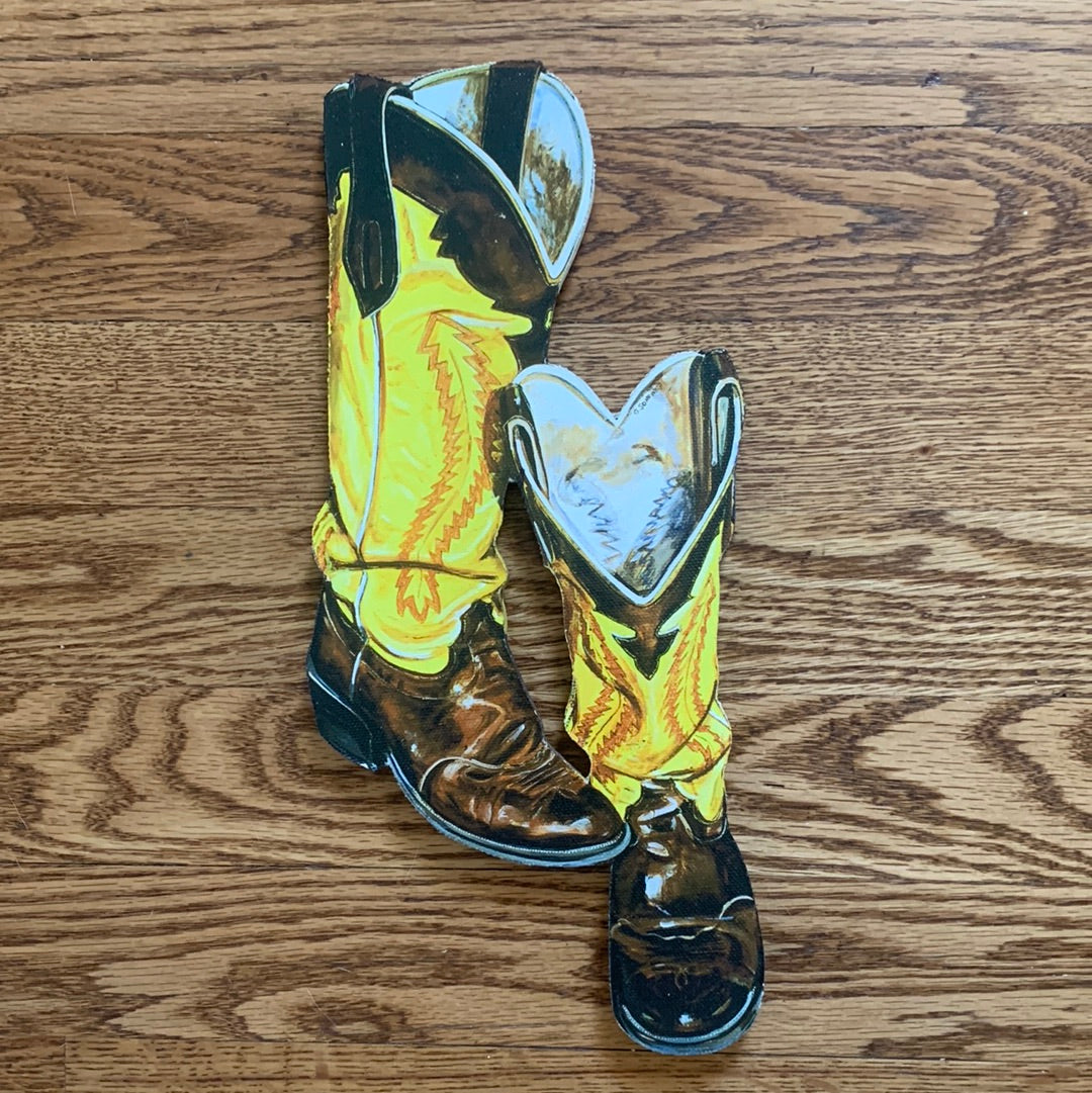 Yellow cowboy boot wall art