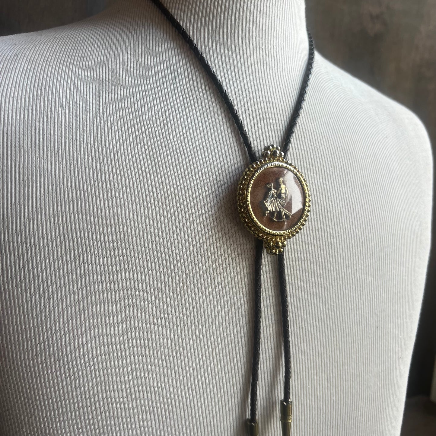 Gold Square Dancer Bolo Tie