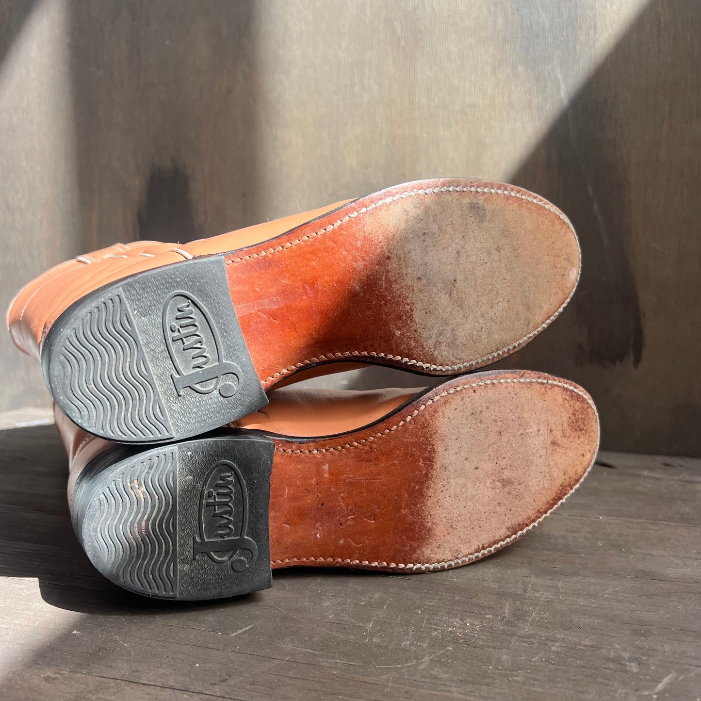 Justin Peach Leather Roper Boots
