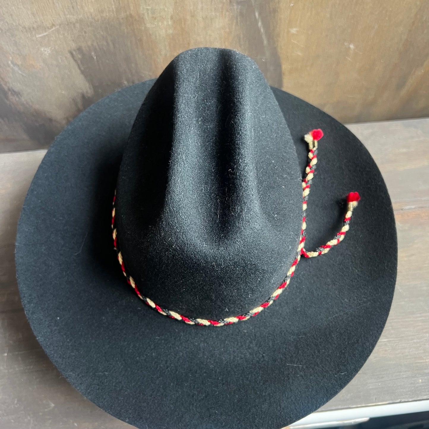 Silver Spur Black Hat with Red and Yellow Hat Band