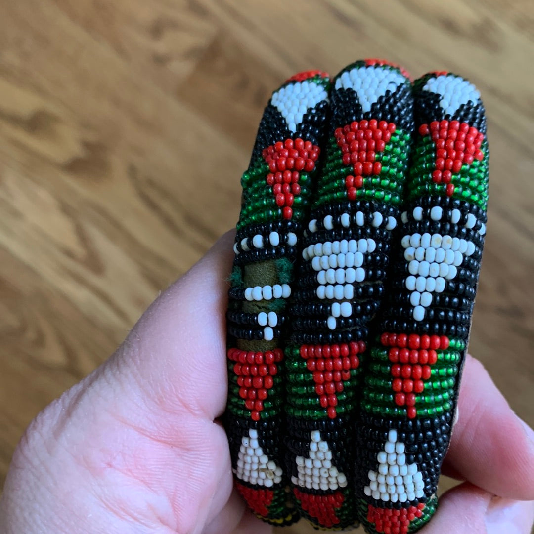 Vintage 3-tier beaded bangle bracelet
