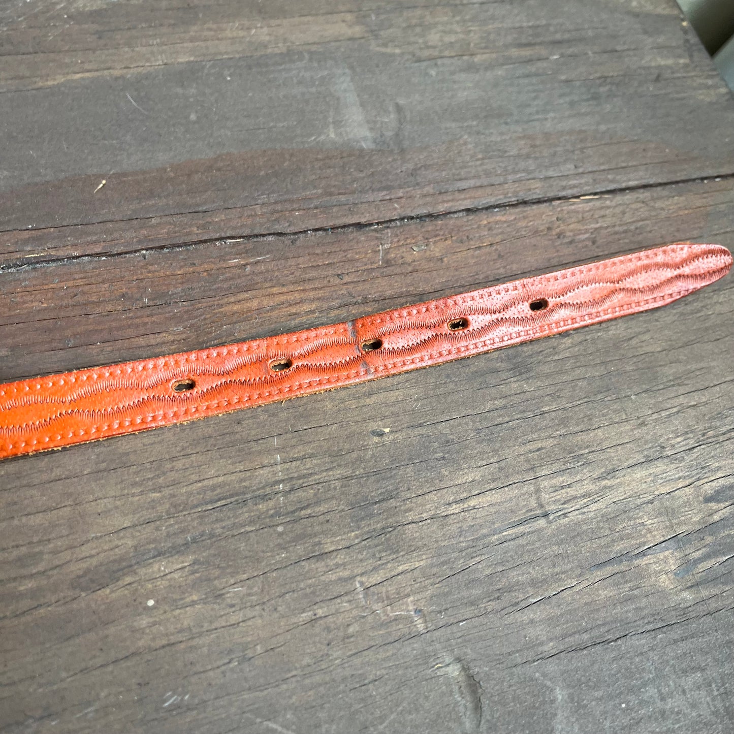 Beaded brown leather belt