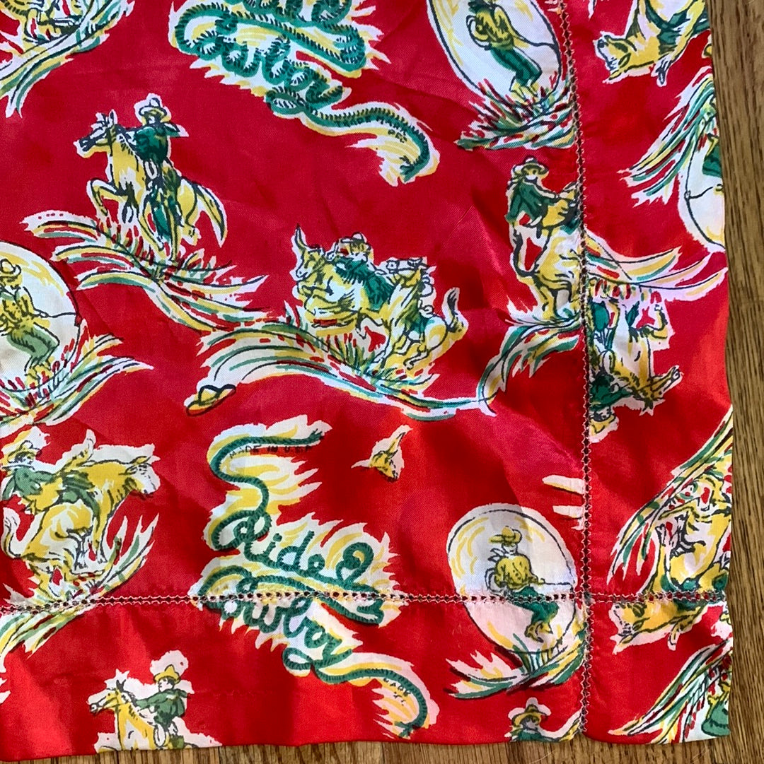 Red Cowboy print silk scarf