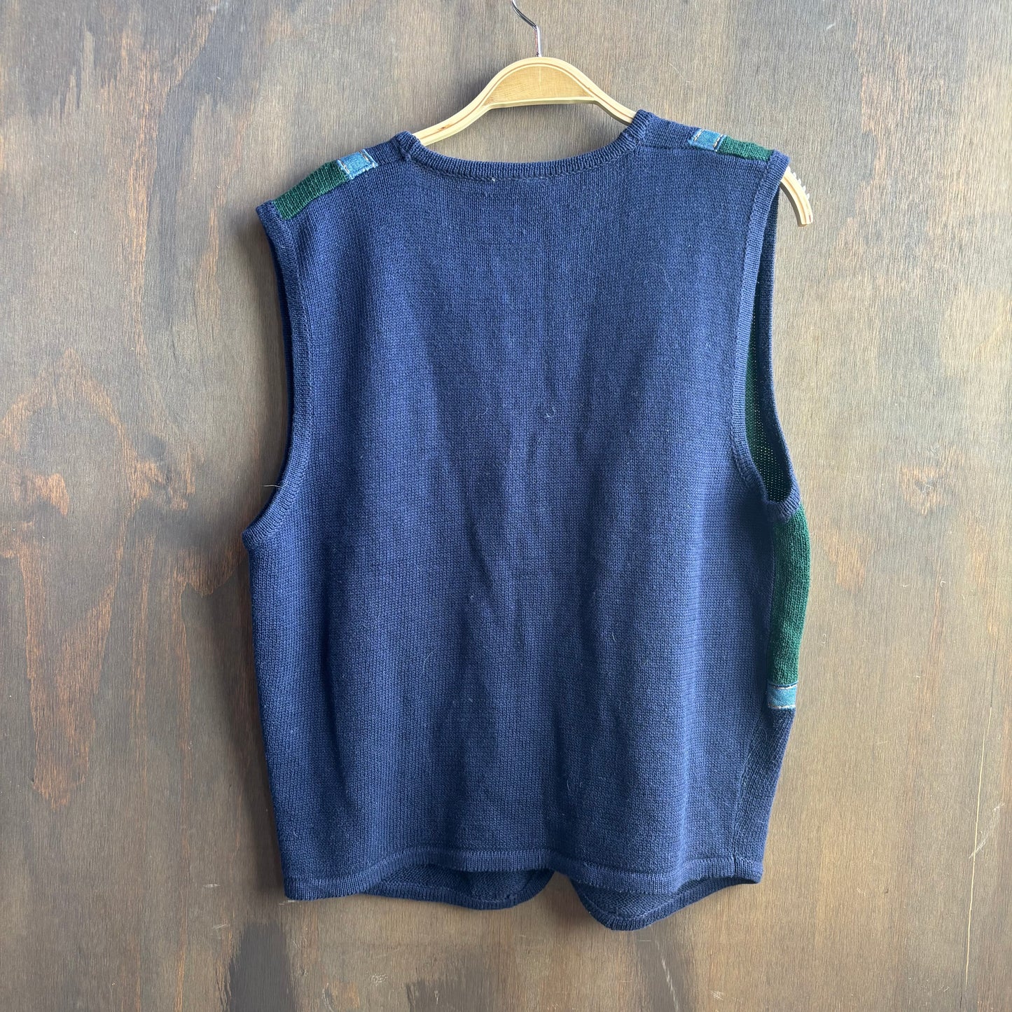 Navy Sweater Vest with Belt Detail