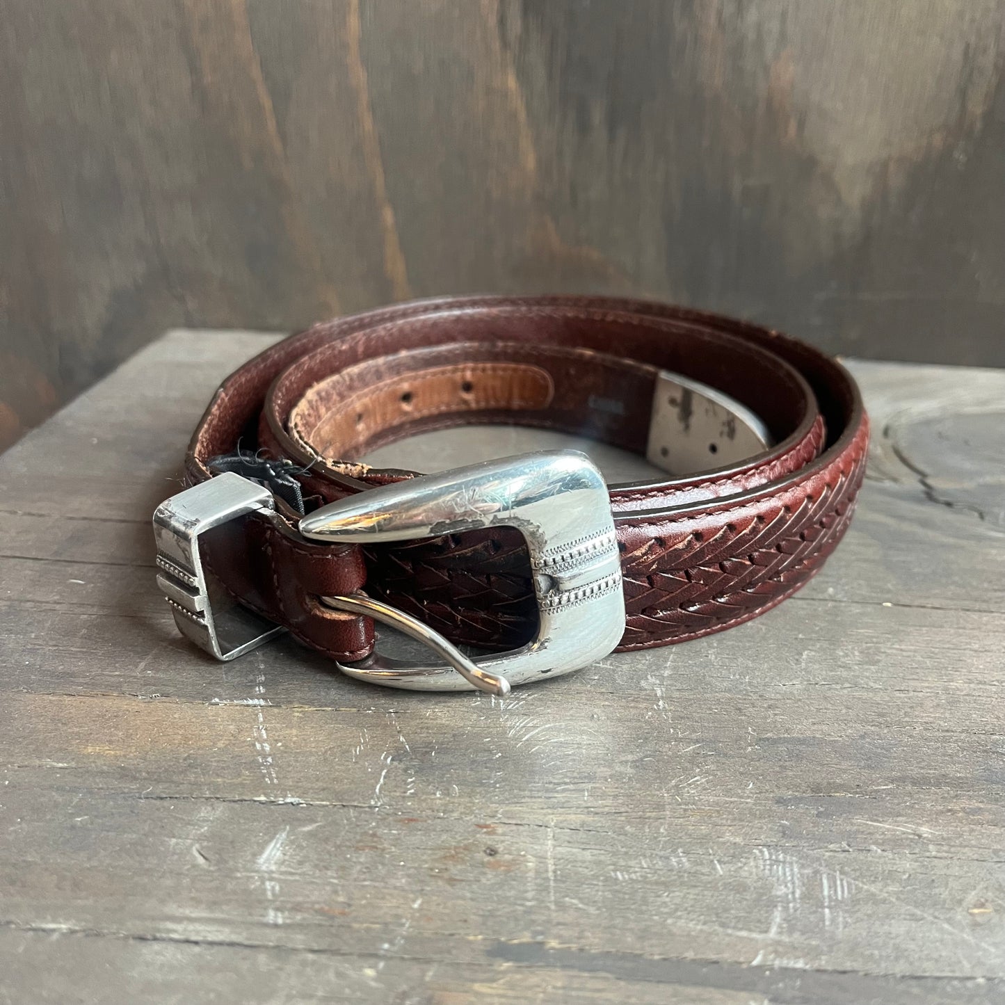 Brown Leather Belt with Silver Golfer Conchos