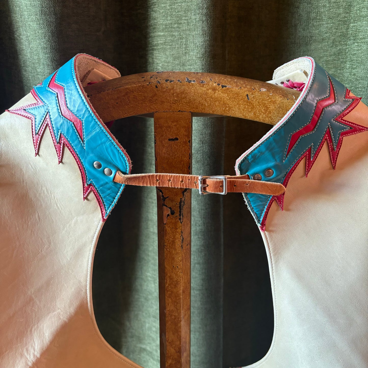 Red, White and Blue Fringed Leather Chaps