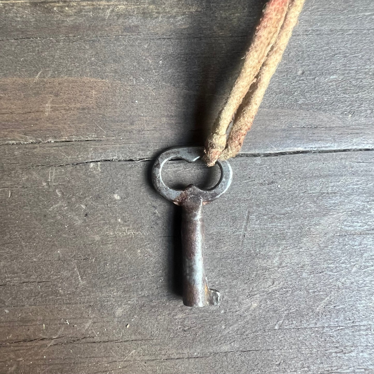 Silver Key Pendant on Leather Tie