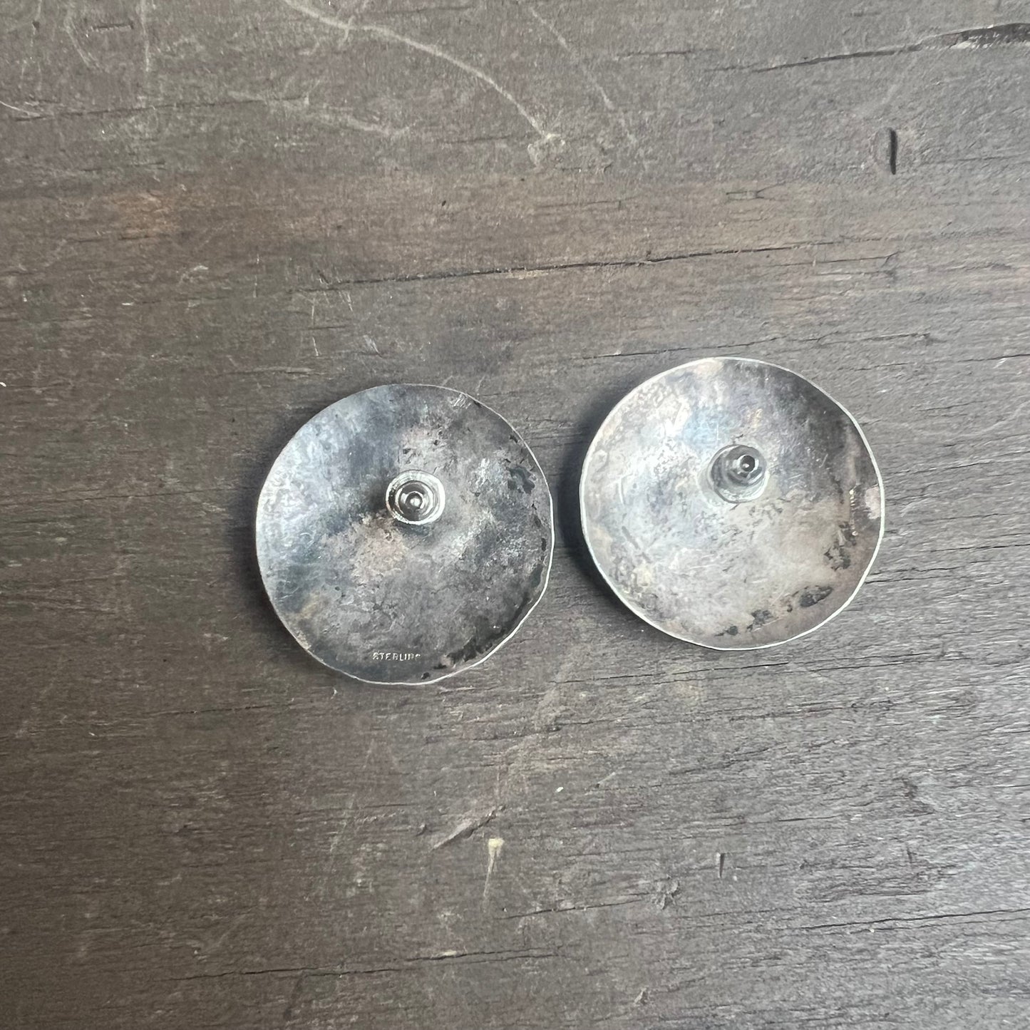 Sterling Silver Hammered Round Earrings
