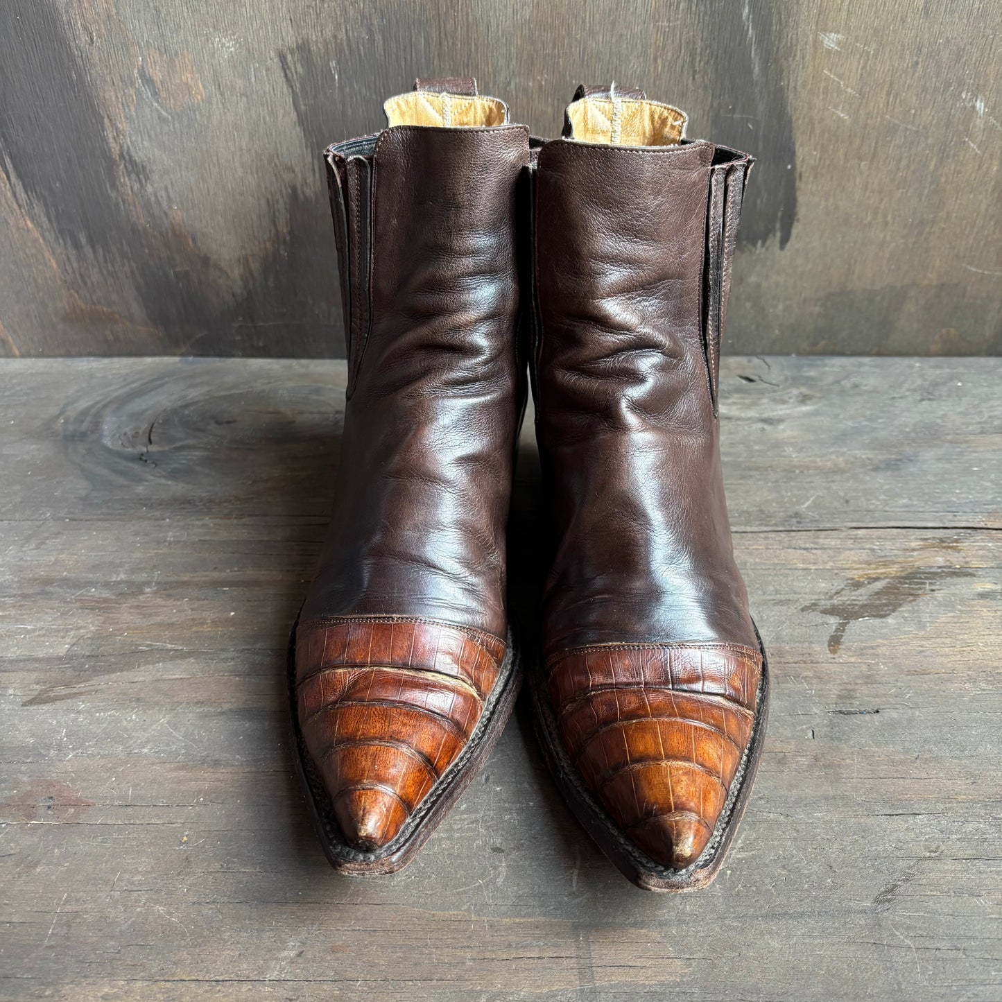 Liberty Caiman and Calfskin Ankle Boots