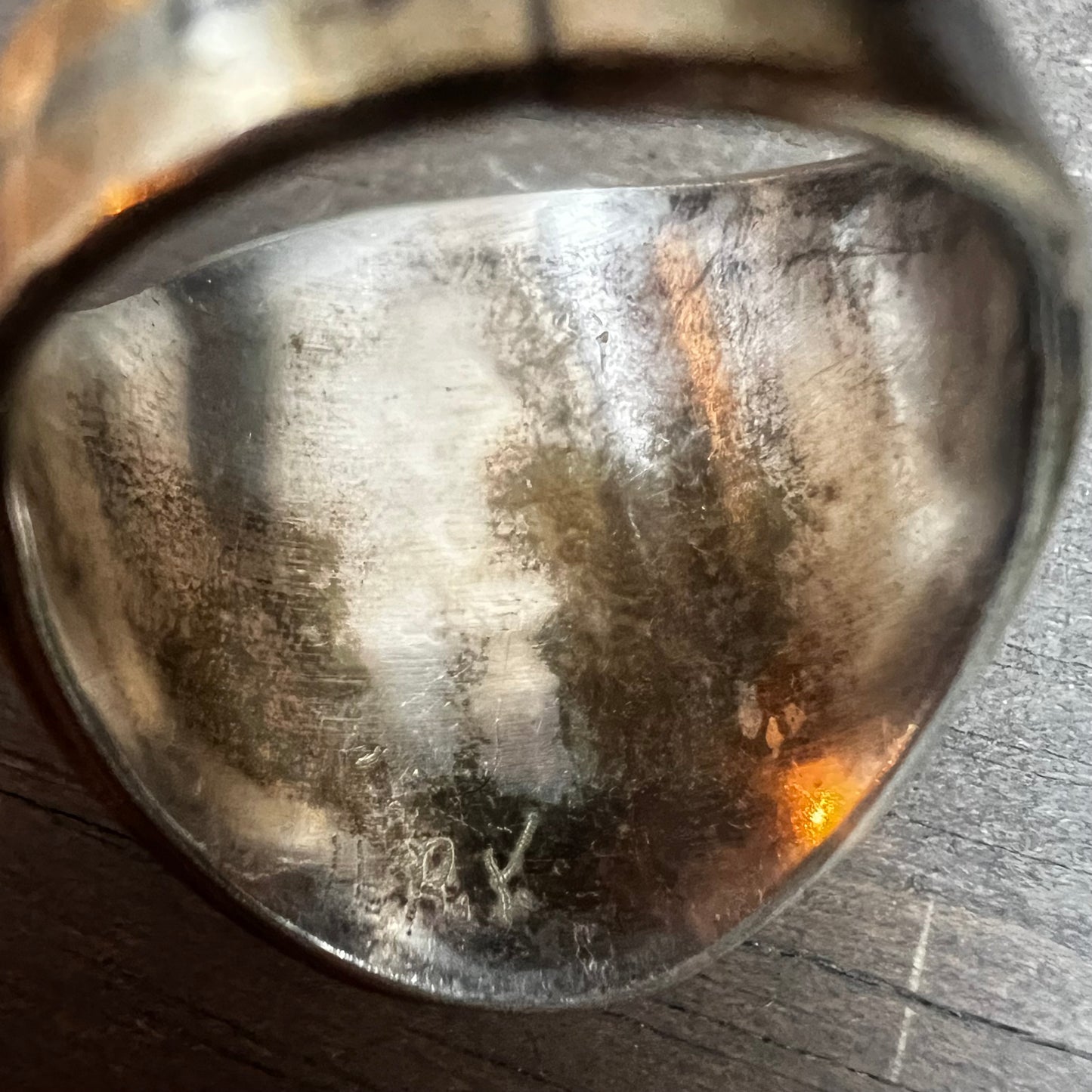 Chunky Turquoise Ring with Leaf Embellishment