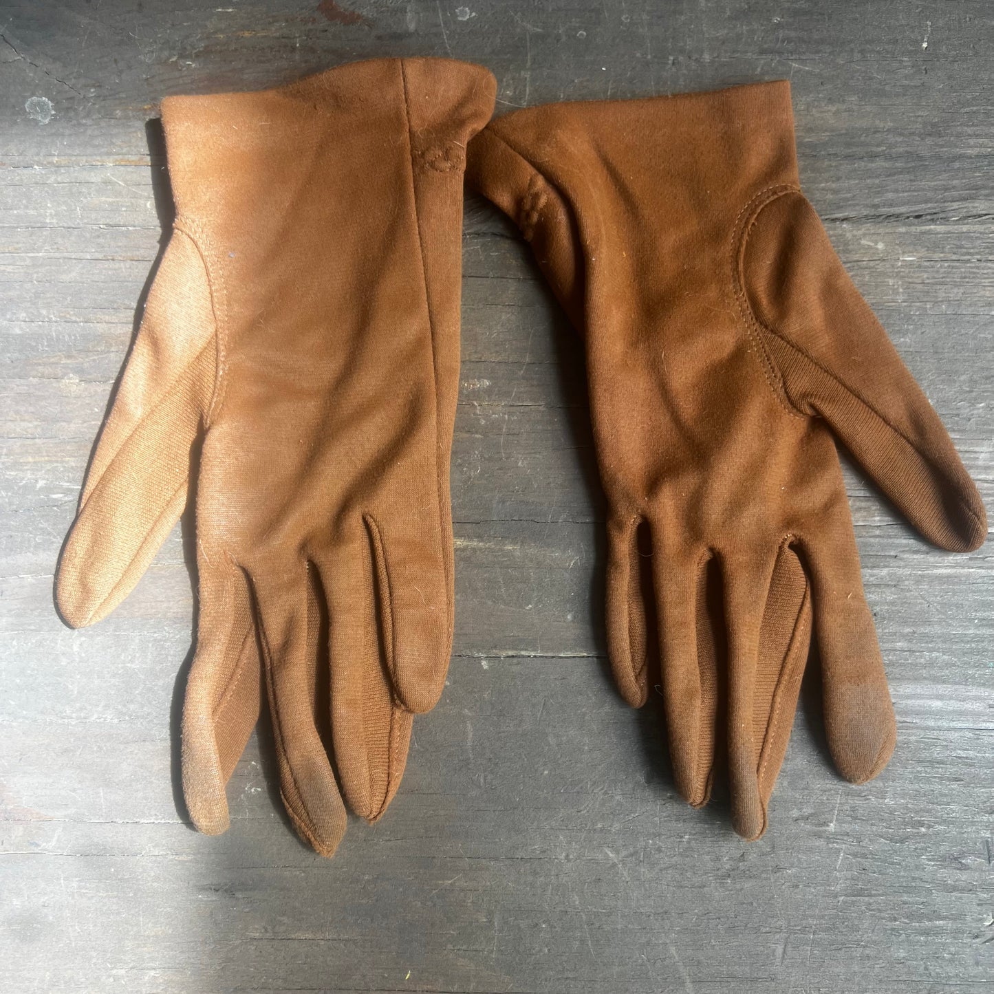 Brown Cotton Short Gloves