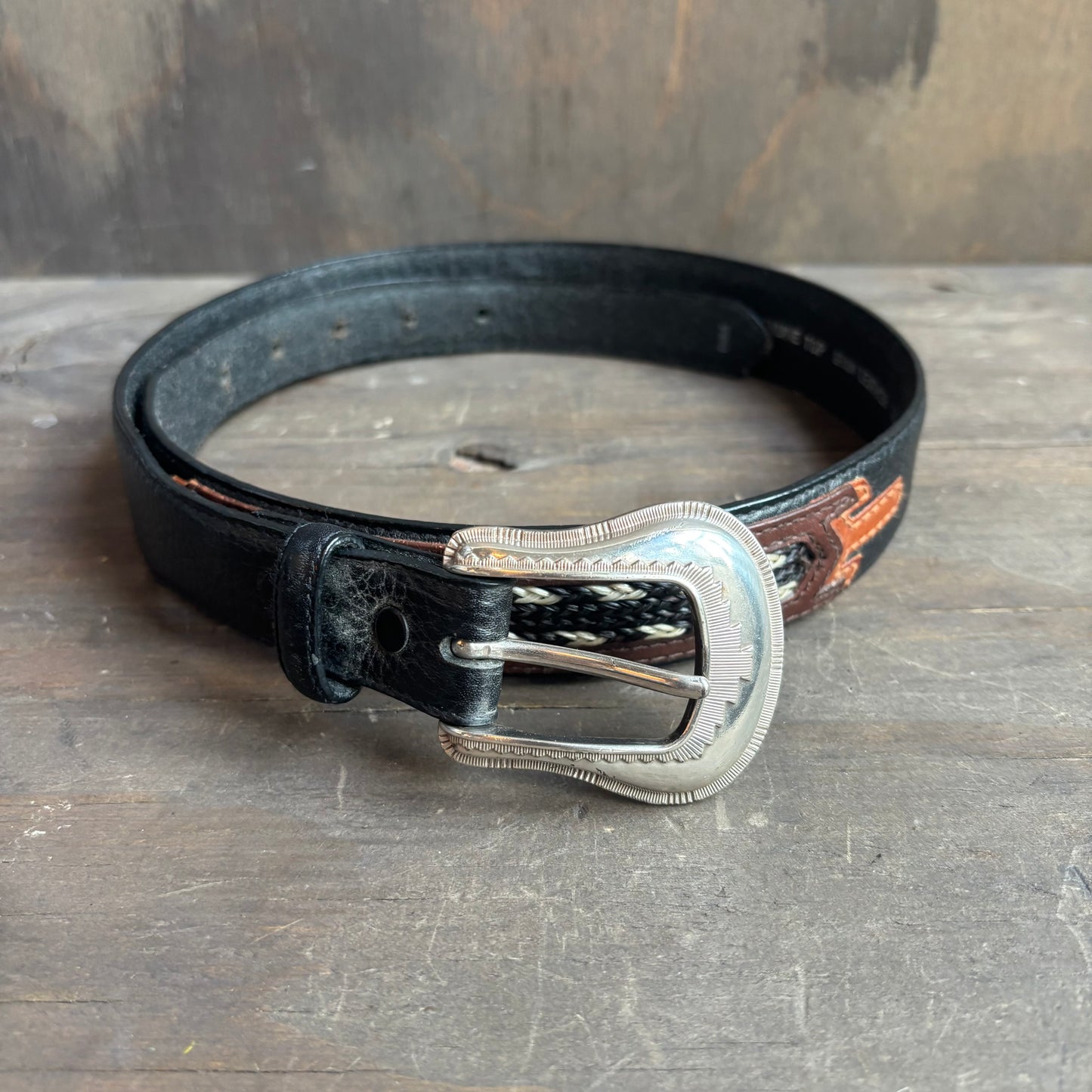 Two-Tone Leather Horsehair Belt