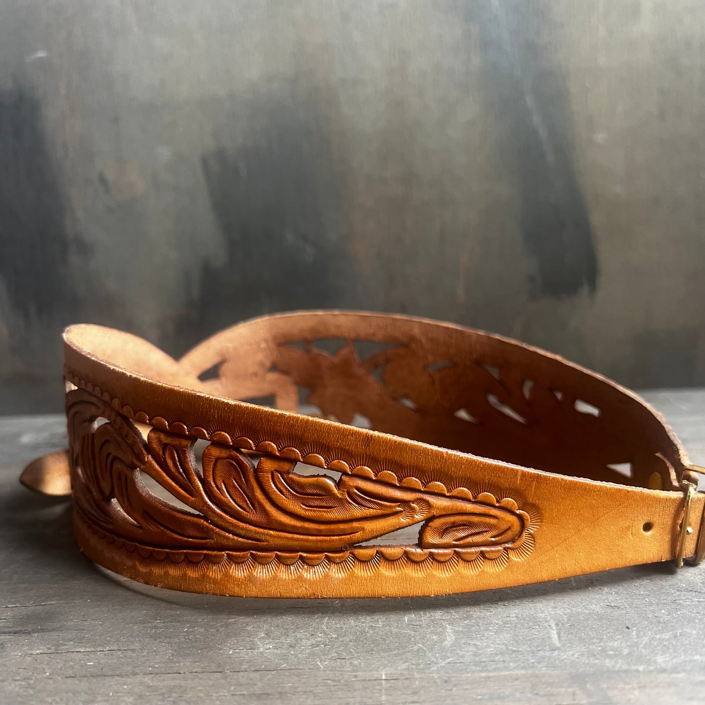 Tooled Leather Corset-Style Belt