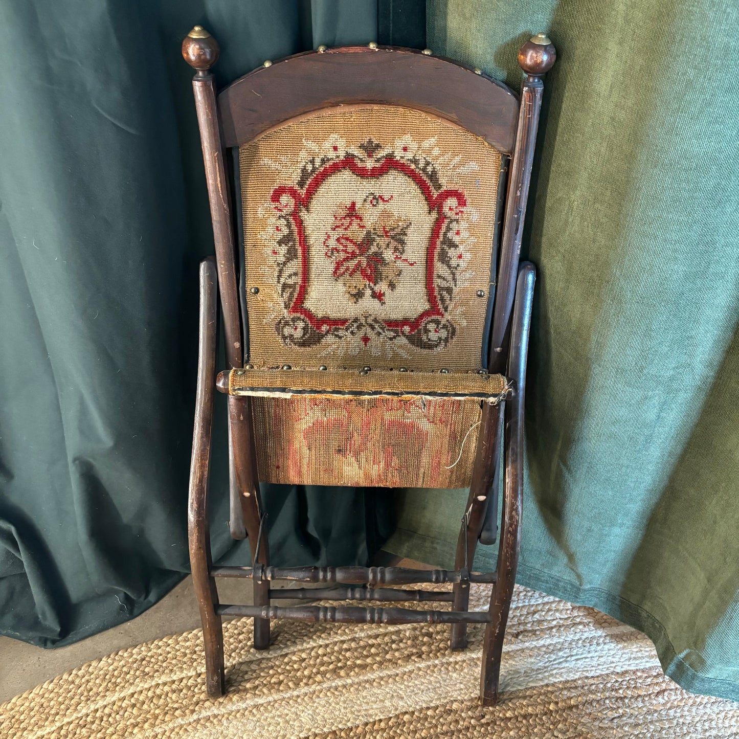 Victorian Needle Point Folding Chair
