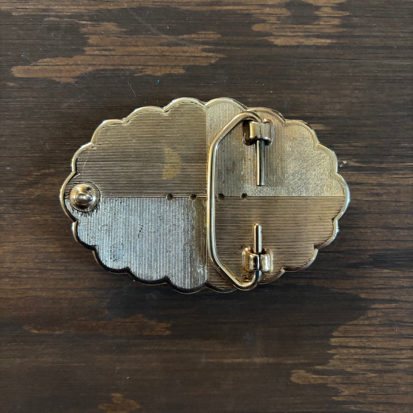 Ornate Black and Gold-Tone Belt Buckle