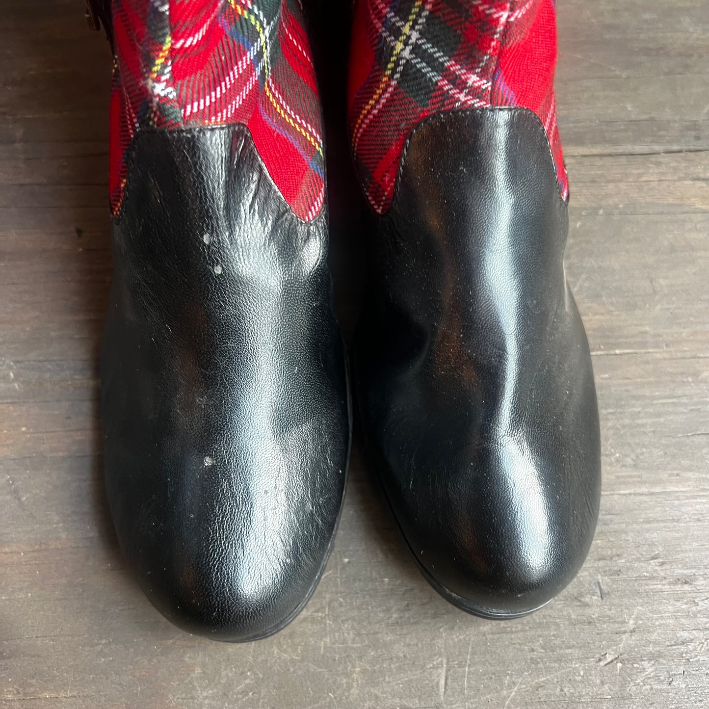 Vintage Stefani Collection Black and Plaid Boots