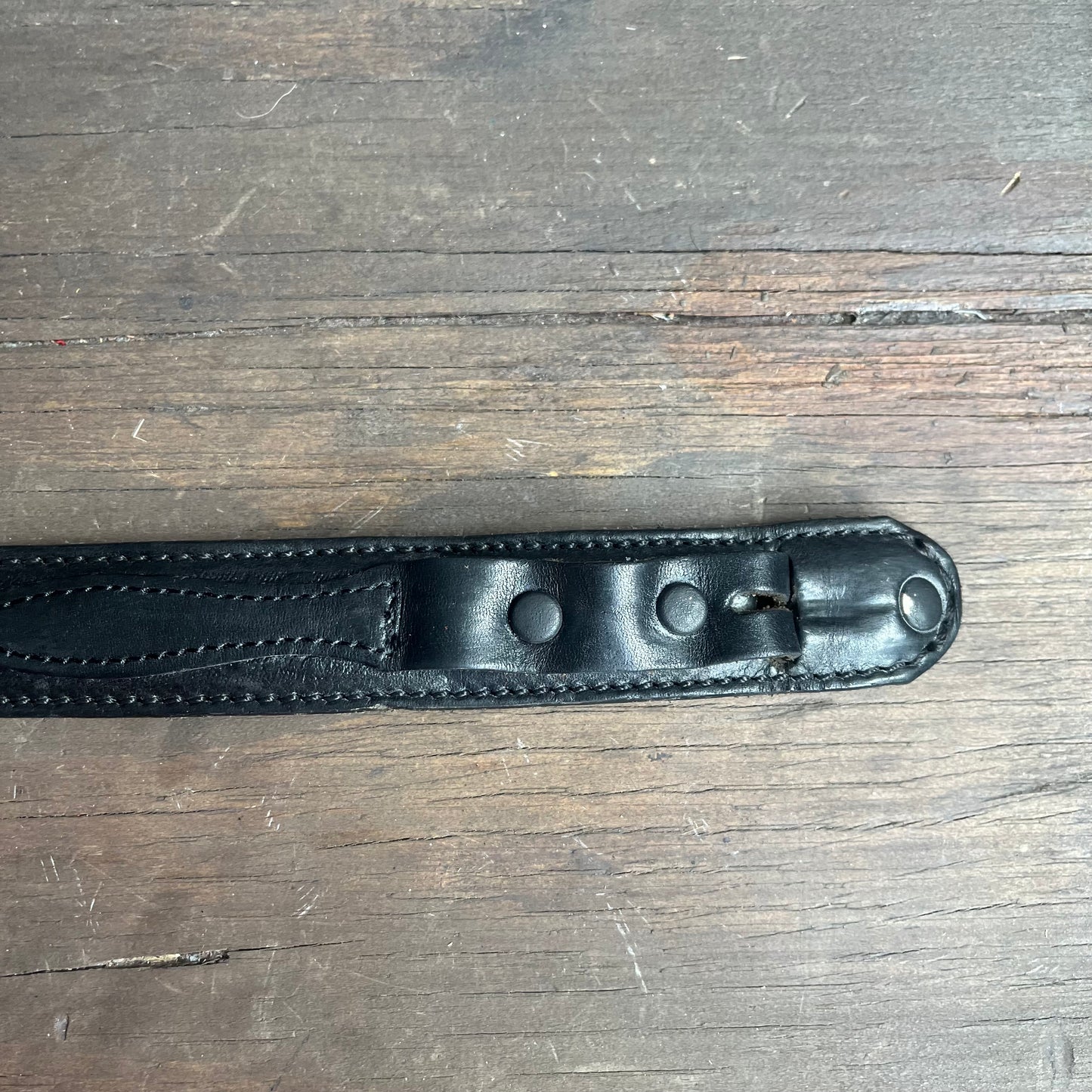 Black Leather Belt with Silver Tone Tip
