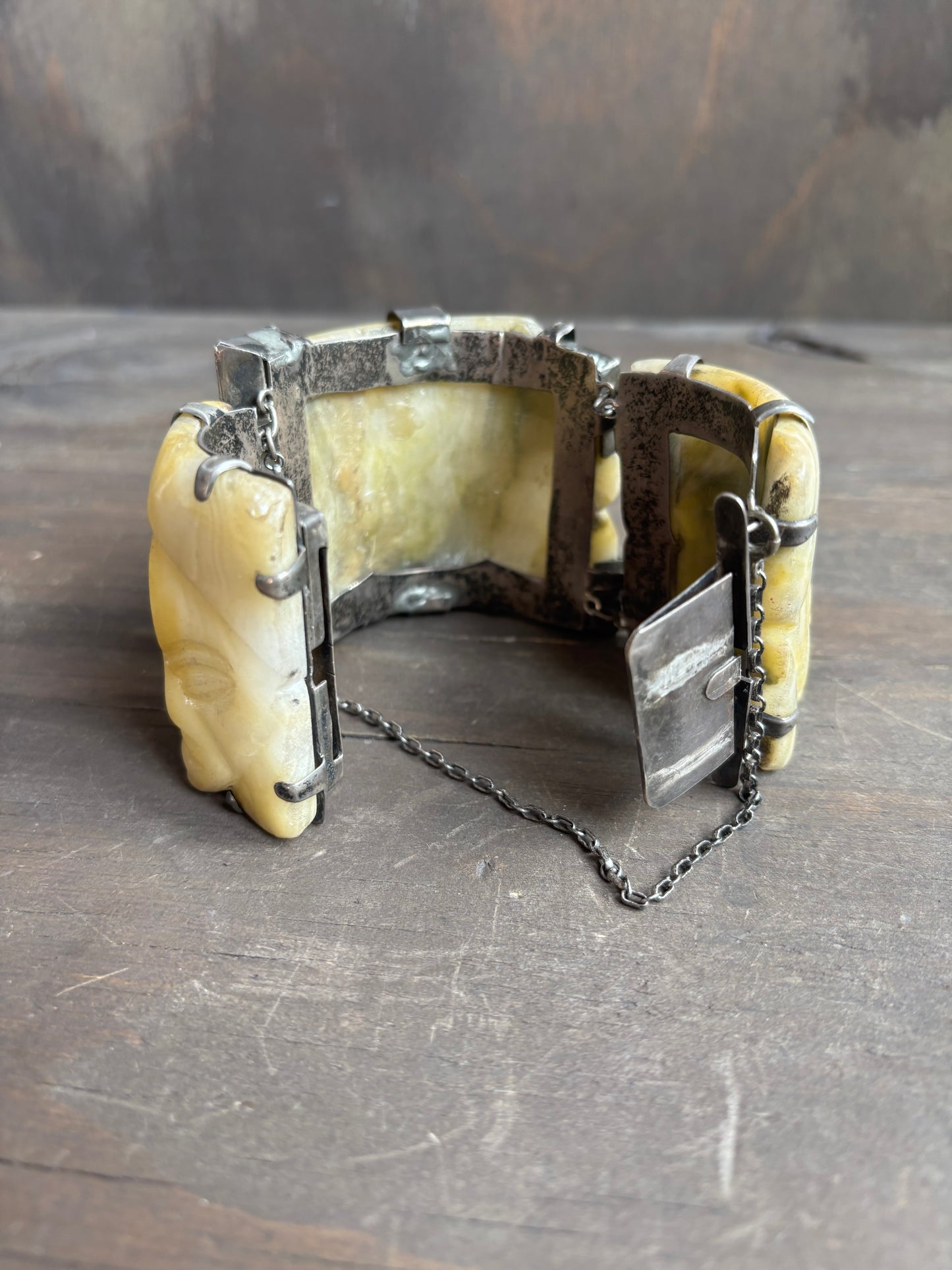 Carved Yellow Jade Bracelet