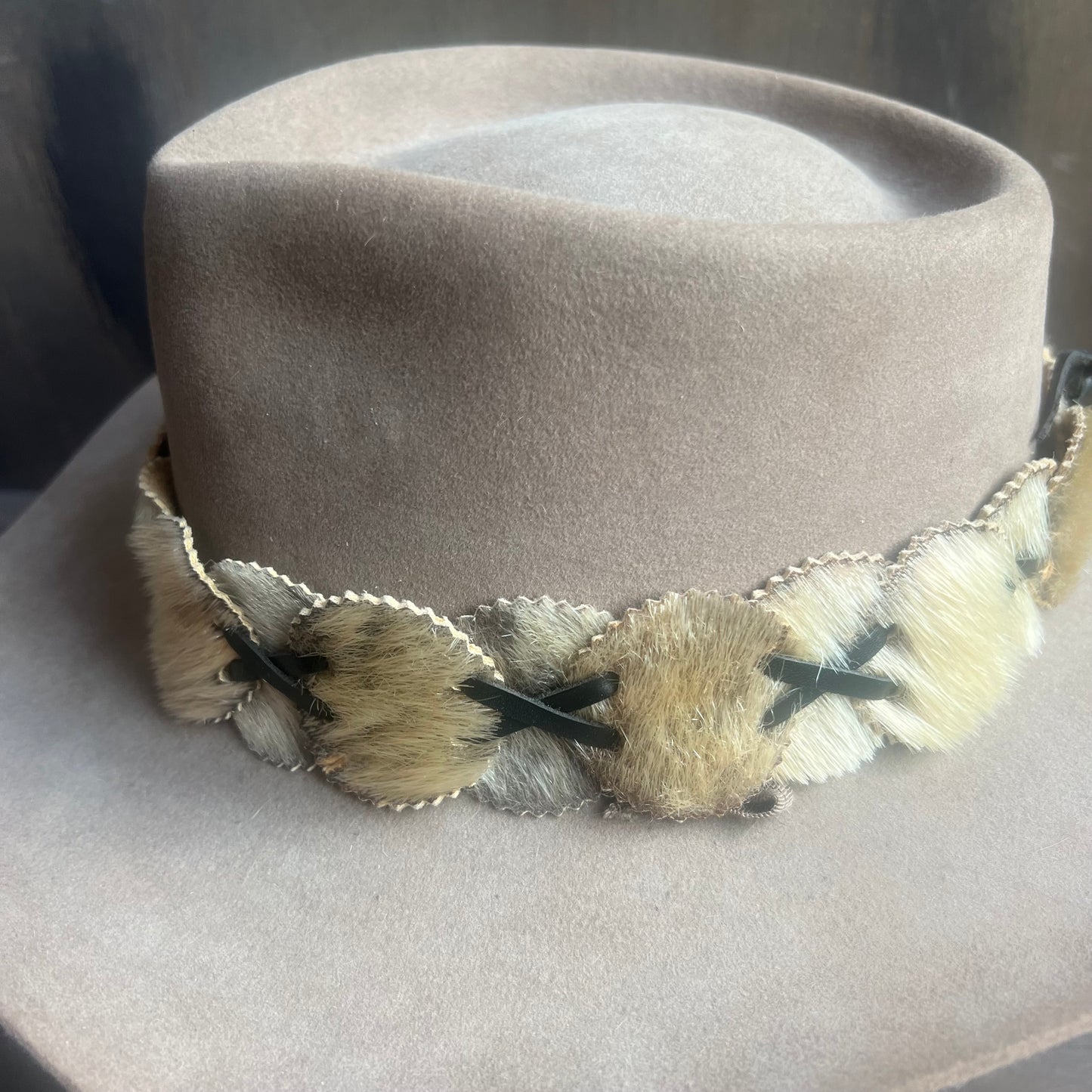 Akubra Brown Hat with Animal Pelt Hat Band