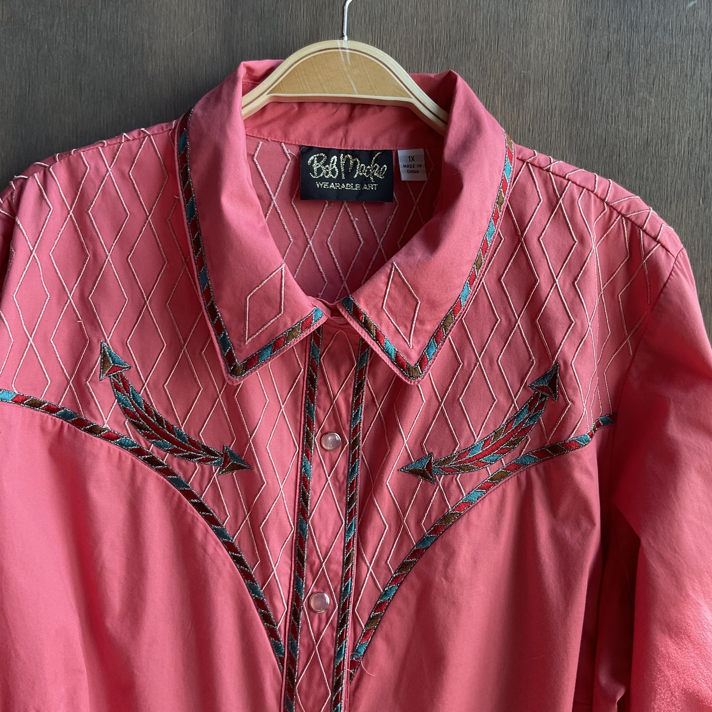 Bob Mackie Pink Pearlsnap
