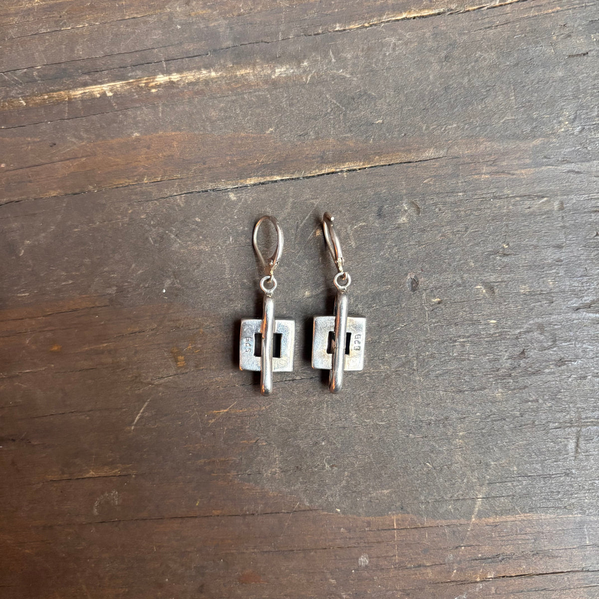 Vintage Sterling Silver Square Earrings