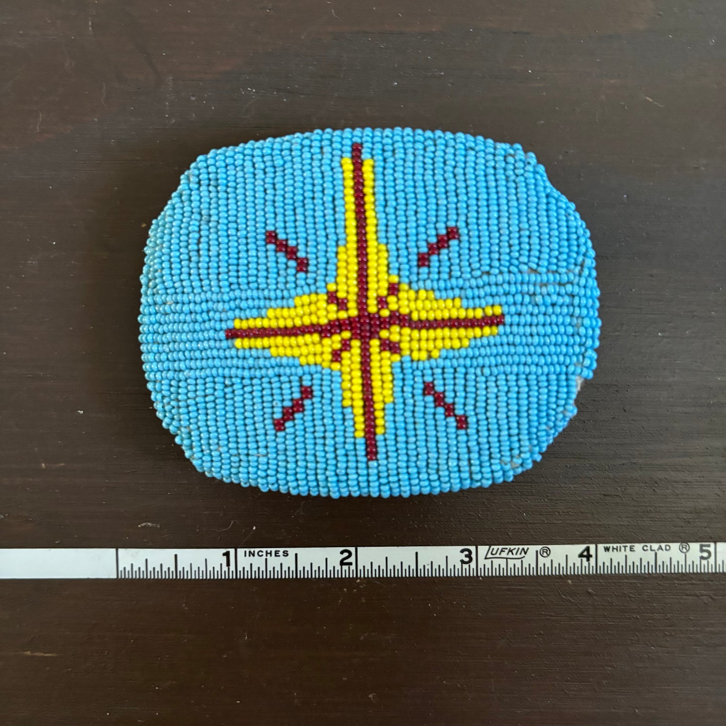 Vintage Handmade Seed Bead Belt Buckle with Star