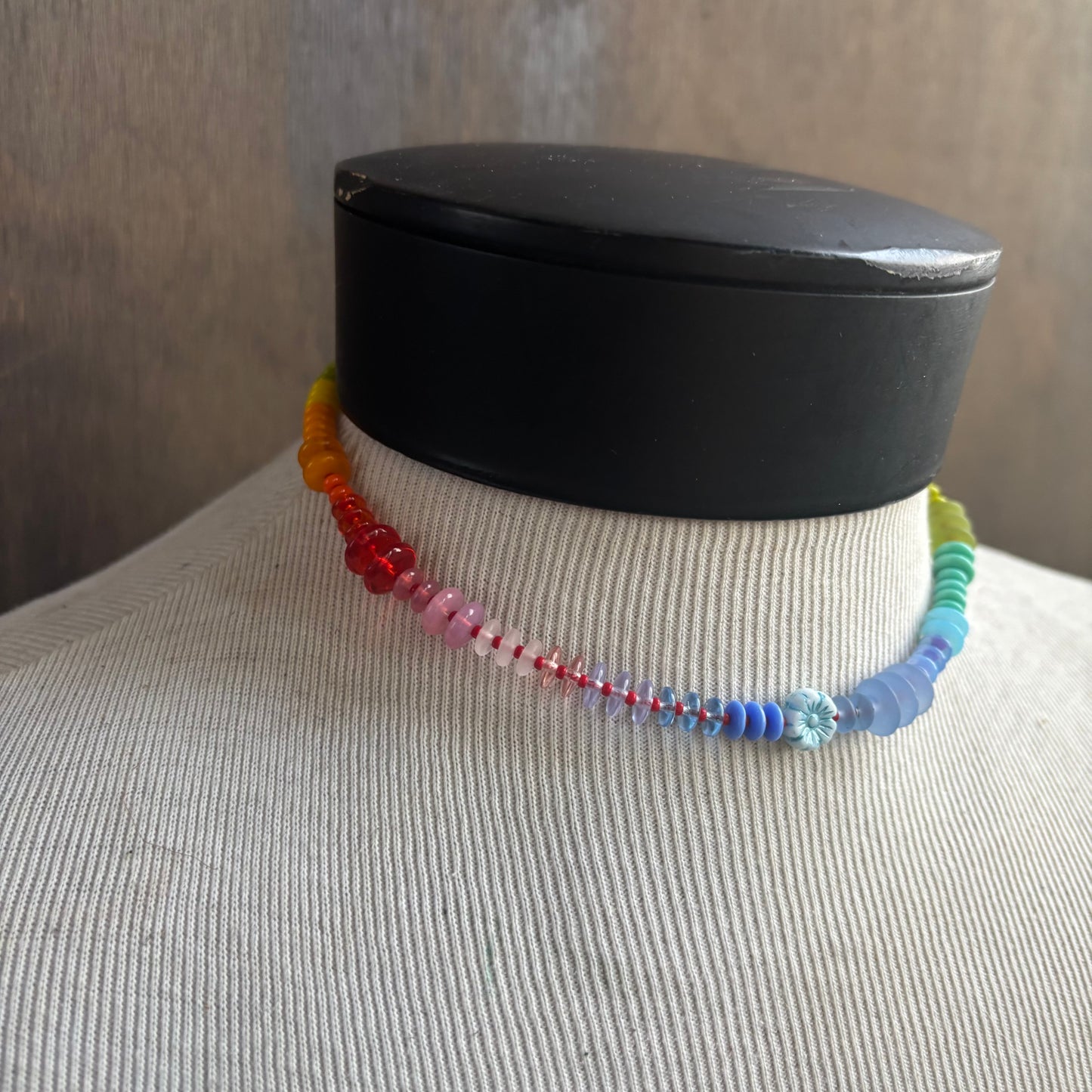 Ostrich Moon Rainbow Bead Necklace