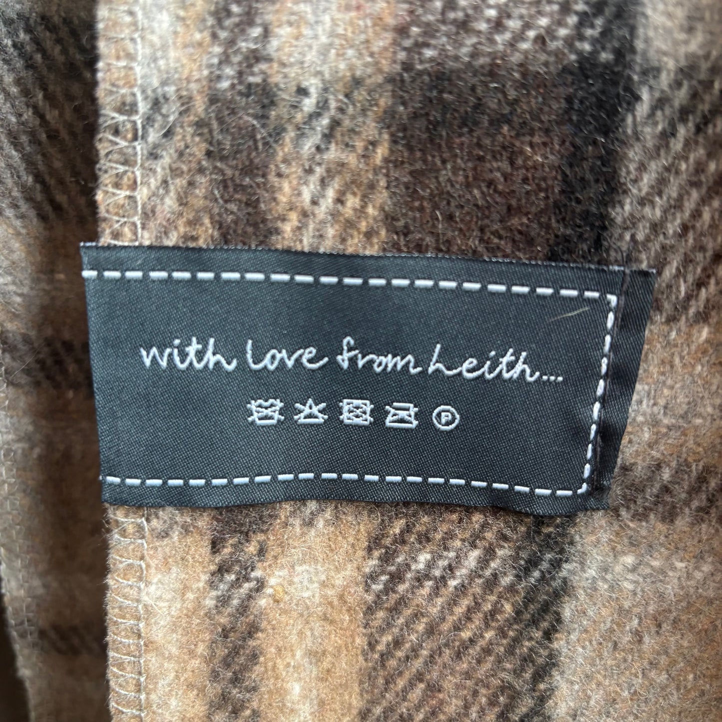 Grey Recycled Wool Tartan Blanket