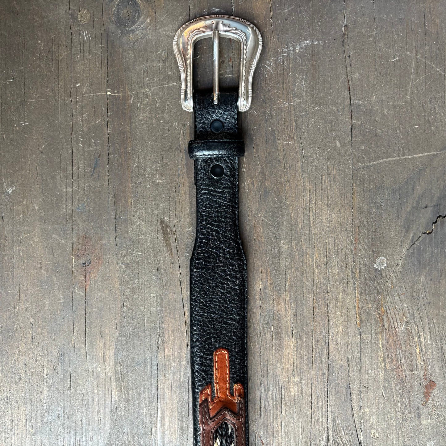 Two-Tone Leather Horsehair Belt